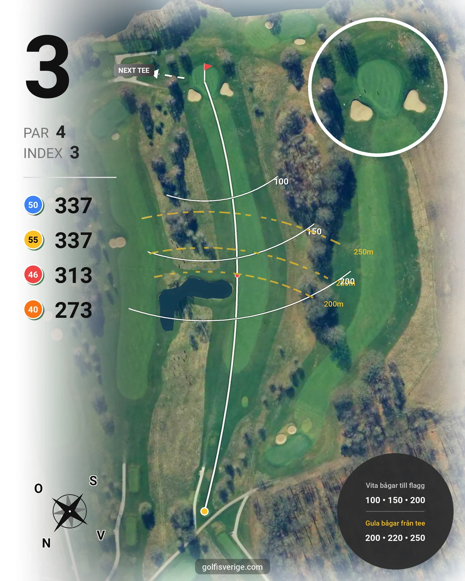 Banguide KUNGSBANAN på Bokskogens Golfklubb - Hål 3 karta