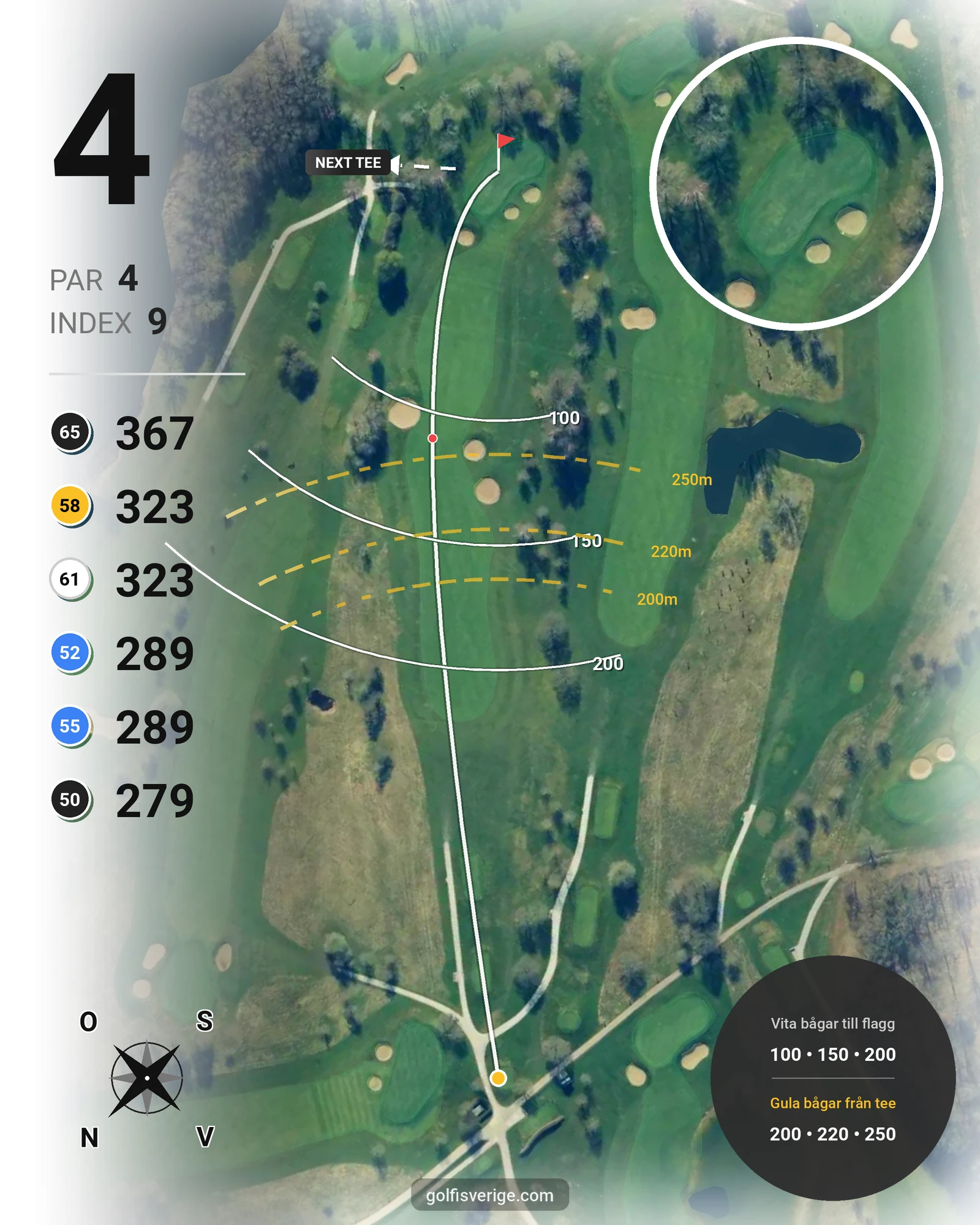 Banguide GAMLA BANAN på Bokskogens Golfklubb - Hål 4 karta