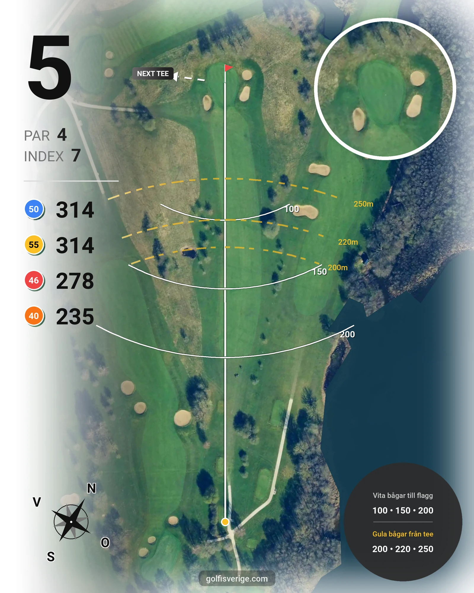 Banguide KUNGSBANAN på Bokskogens Golfklubb - Hål 5 karta