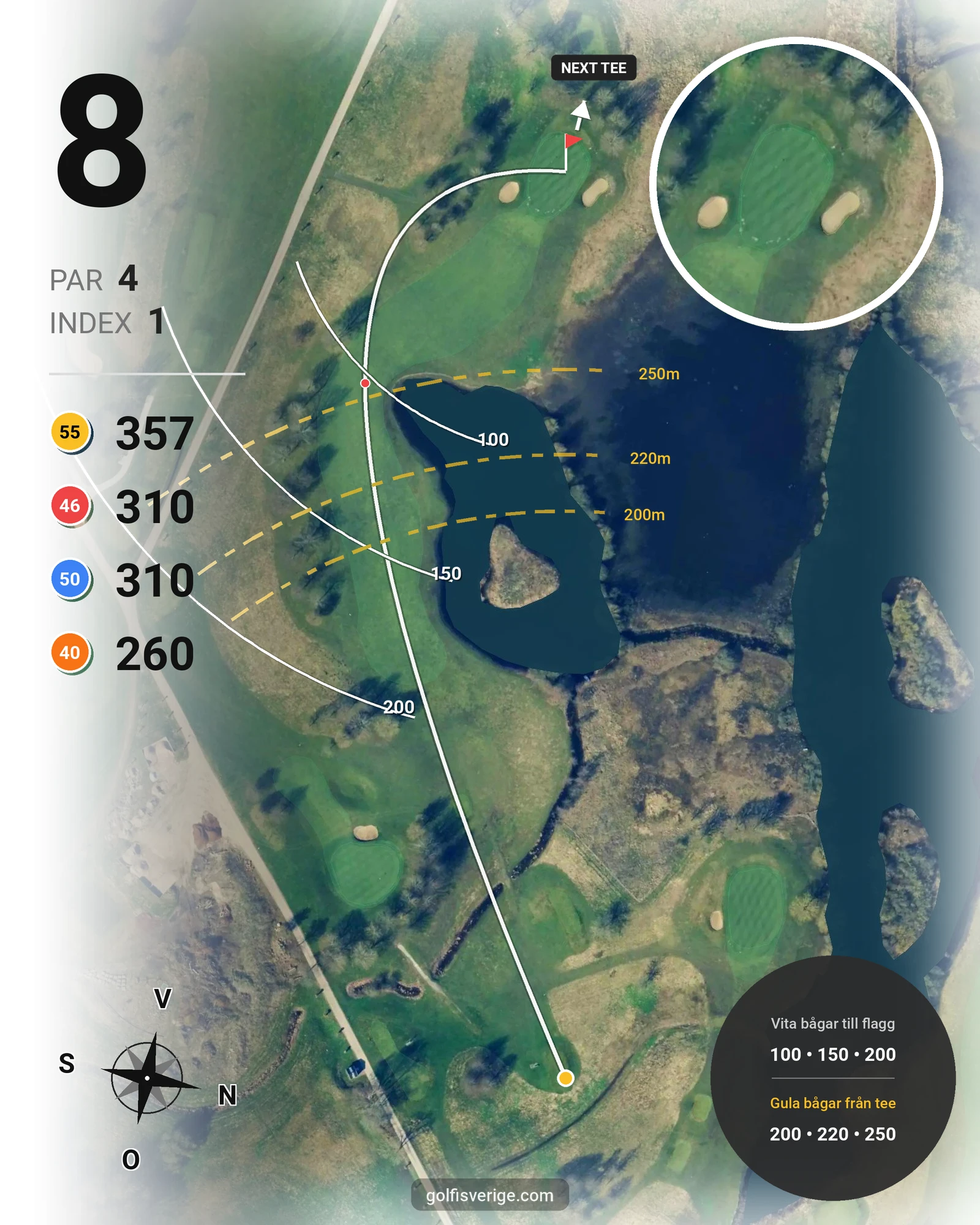 Banguide KUNGSBANAN på Bokskogens Golfklubb - Hål 8 karta