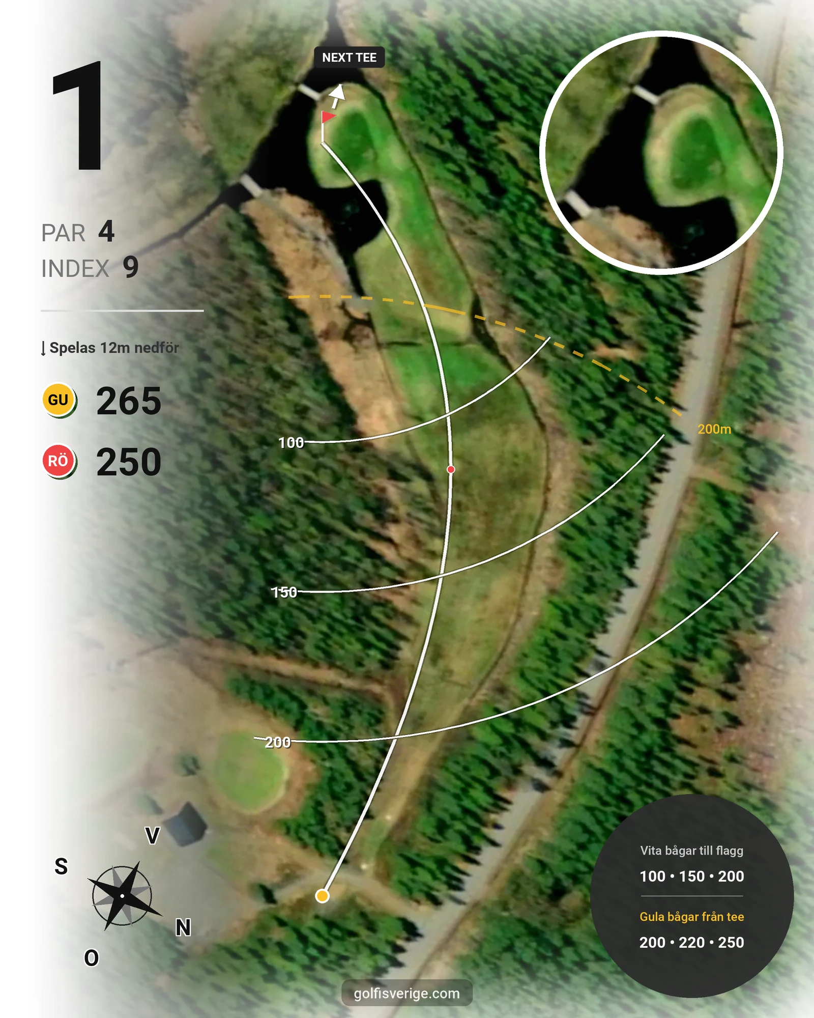 Banguide Bjurvattnets Golfbana på Bolidens Golfklubb - Hål 1 karta