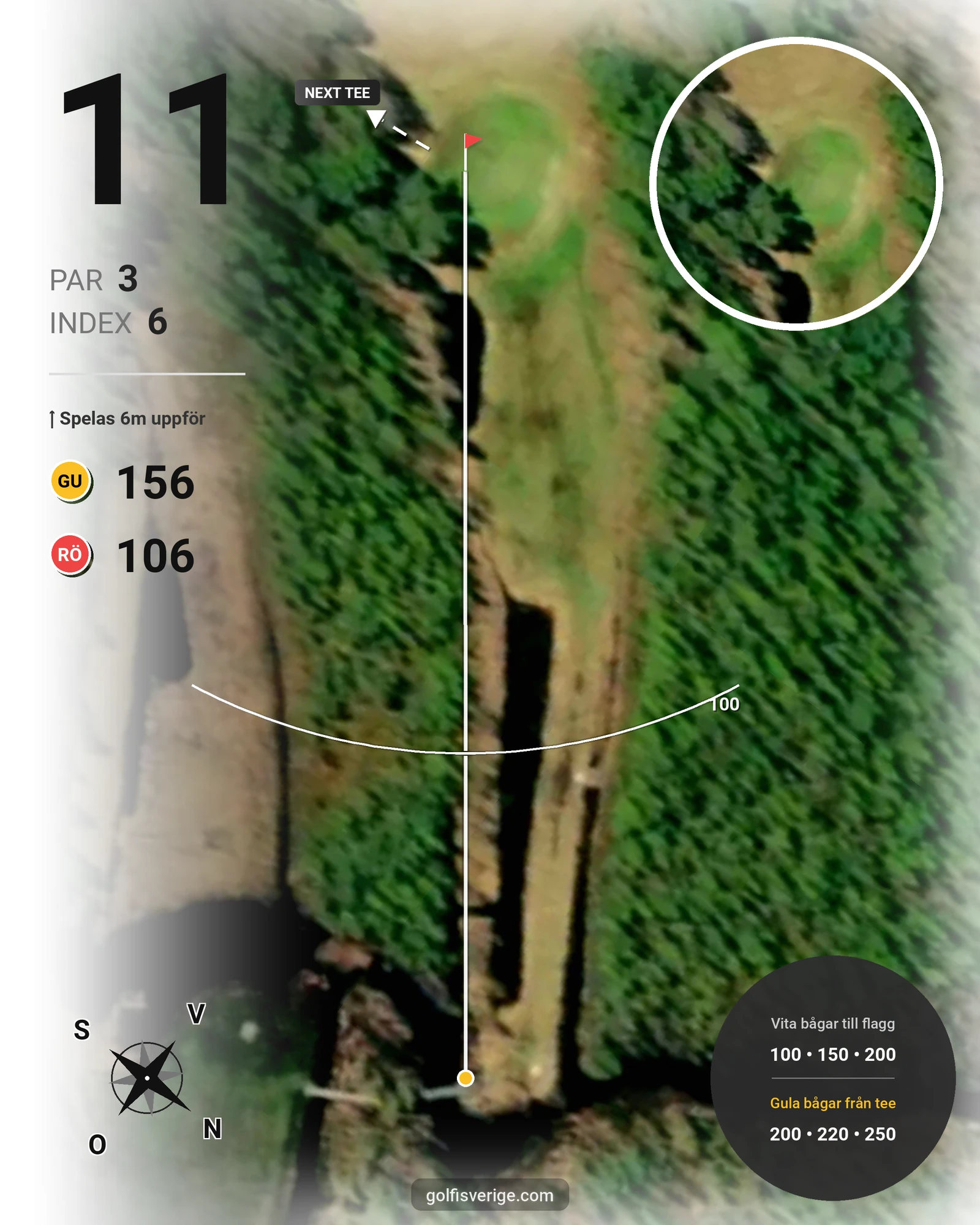Banguide Bjurvattnets Golfbana på Bolidens Golfklubb - Hål 11 karta