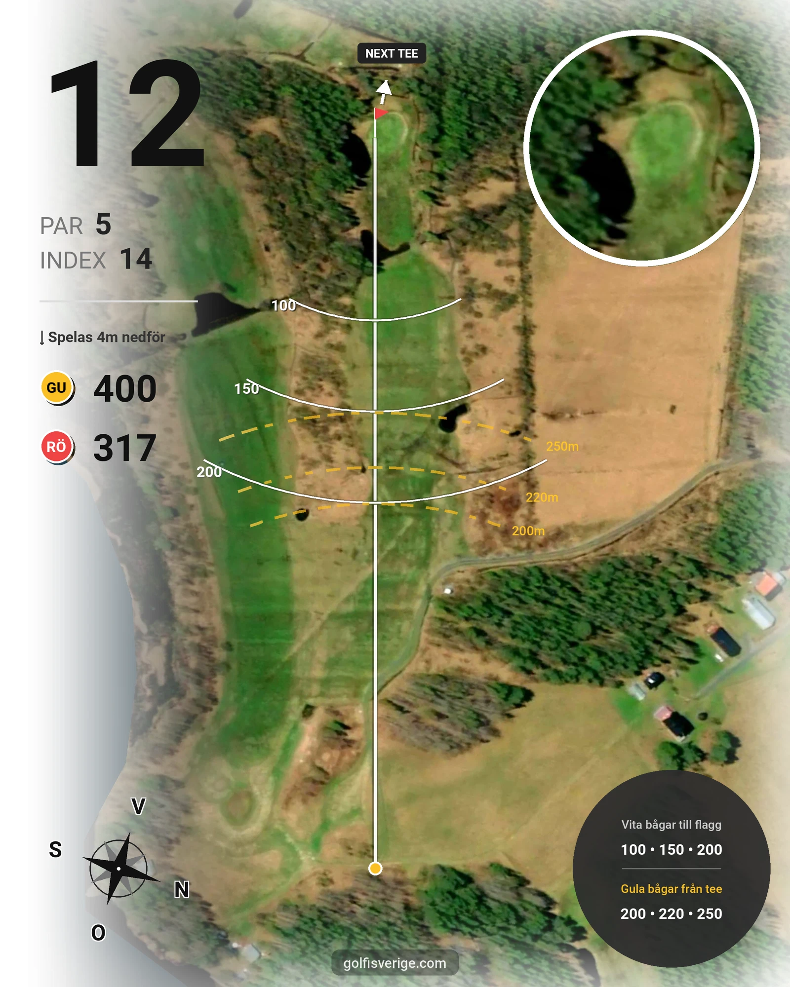 Banguide Bjurvattnets Golfbana på Bolidens Golfklubb - Hål 12 karta