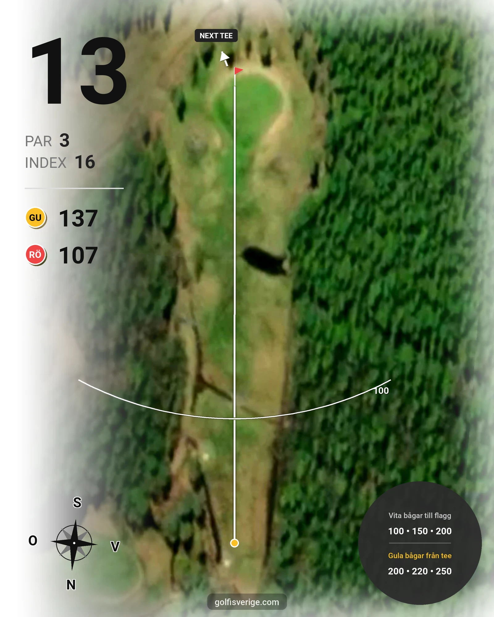 Banguide Bjurvattnets Golfbana på Bolidens Golfklubb - Hål 13 karta