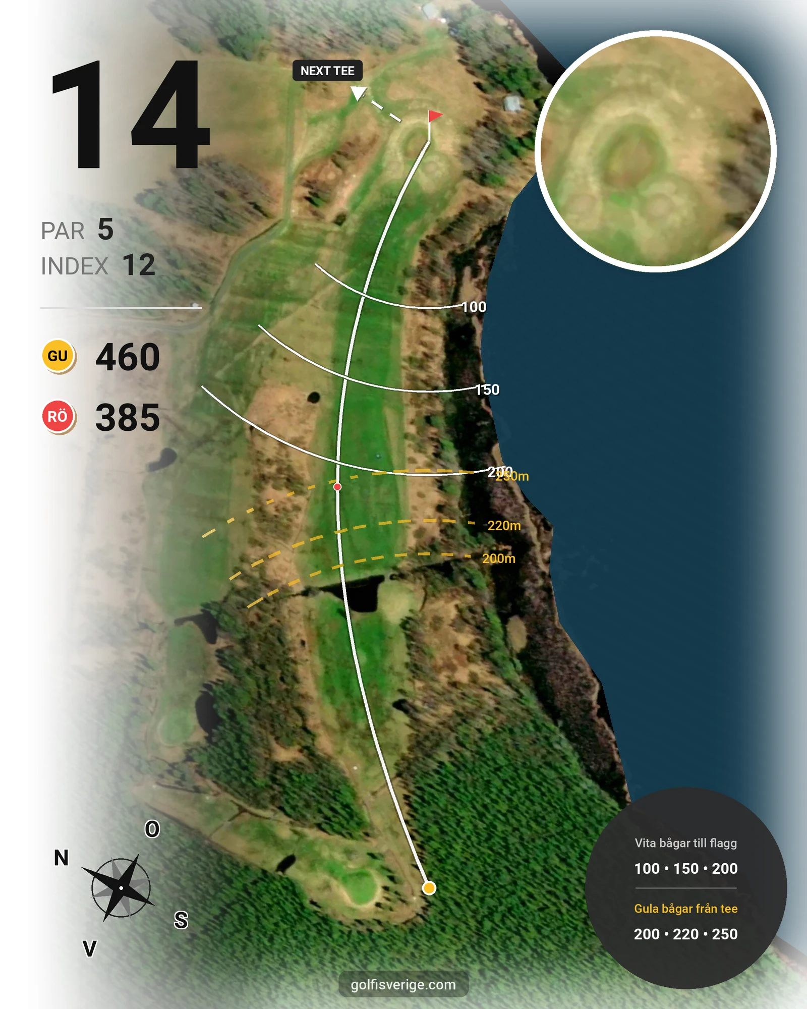 Banguide Bjurvattnets Golfbana på Bolidens Golfklubb - Hål 14 karta