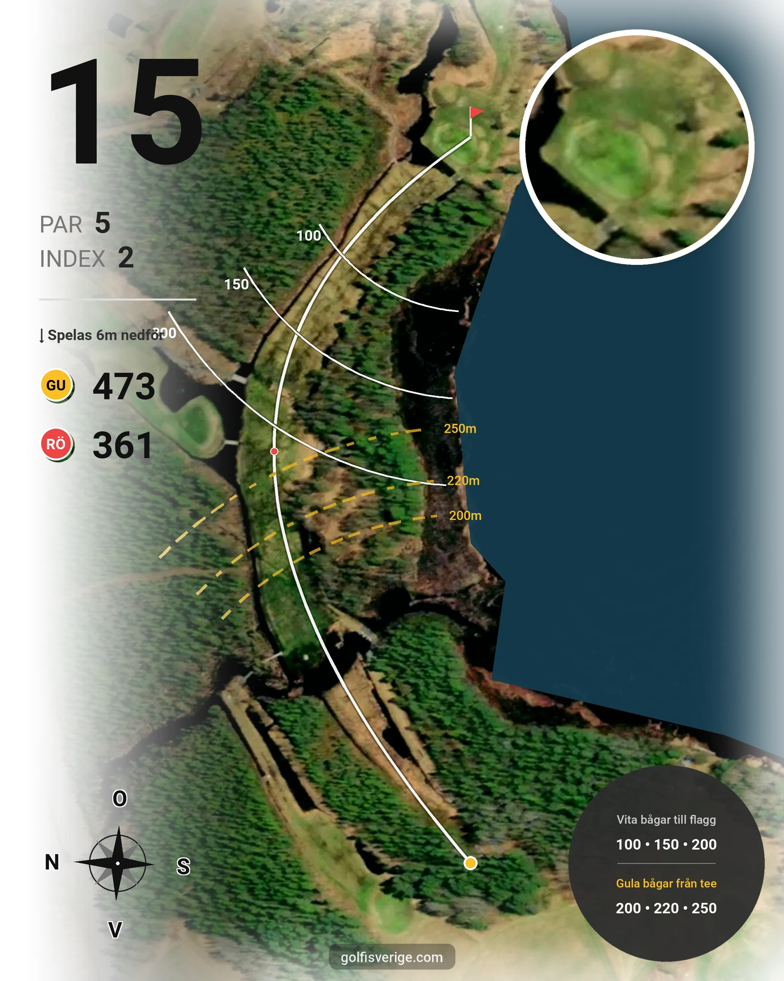 Banguide Bjurvattnets Golfbana på Bolidens Golfklubb - Hål 15 karta