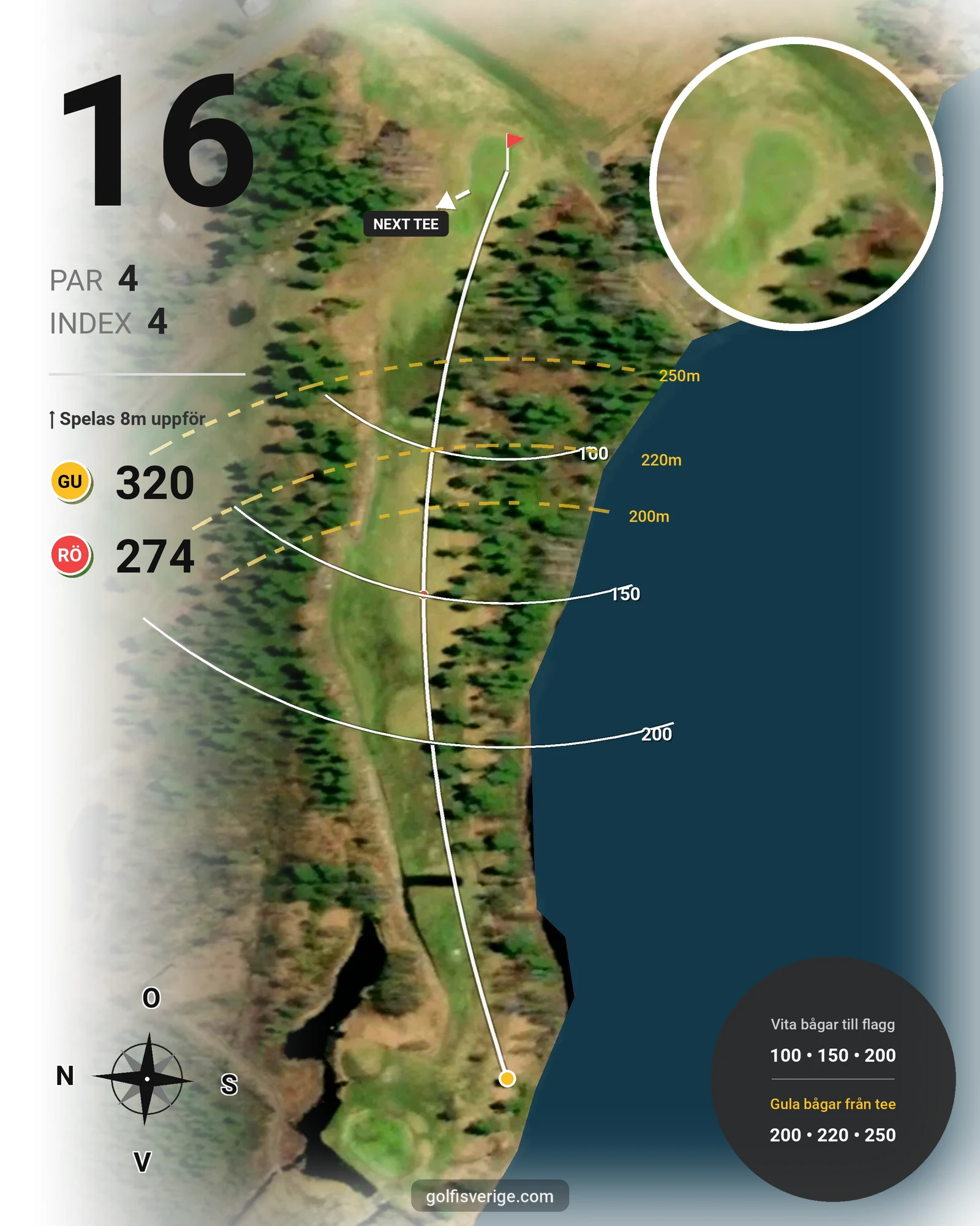 Banguide Bjurvattnets Golfbana på Bolidens Golfklubb - Hål 16 karta