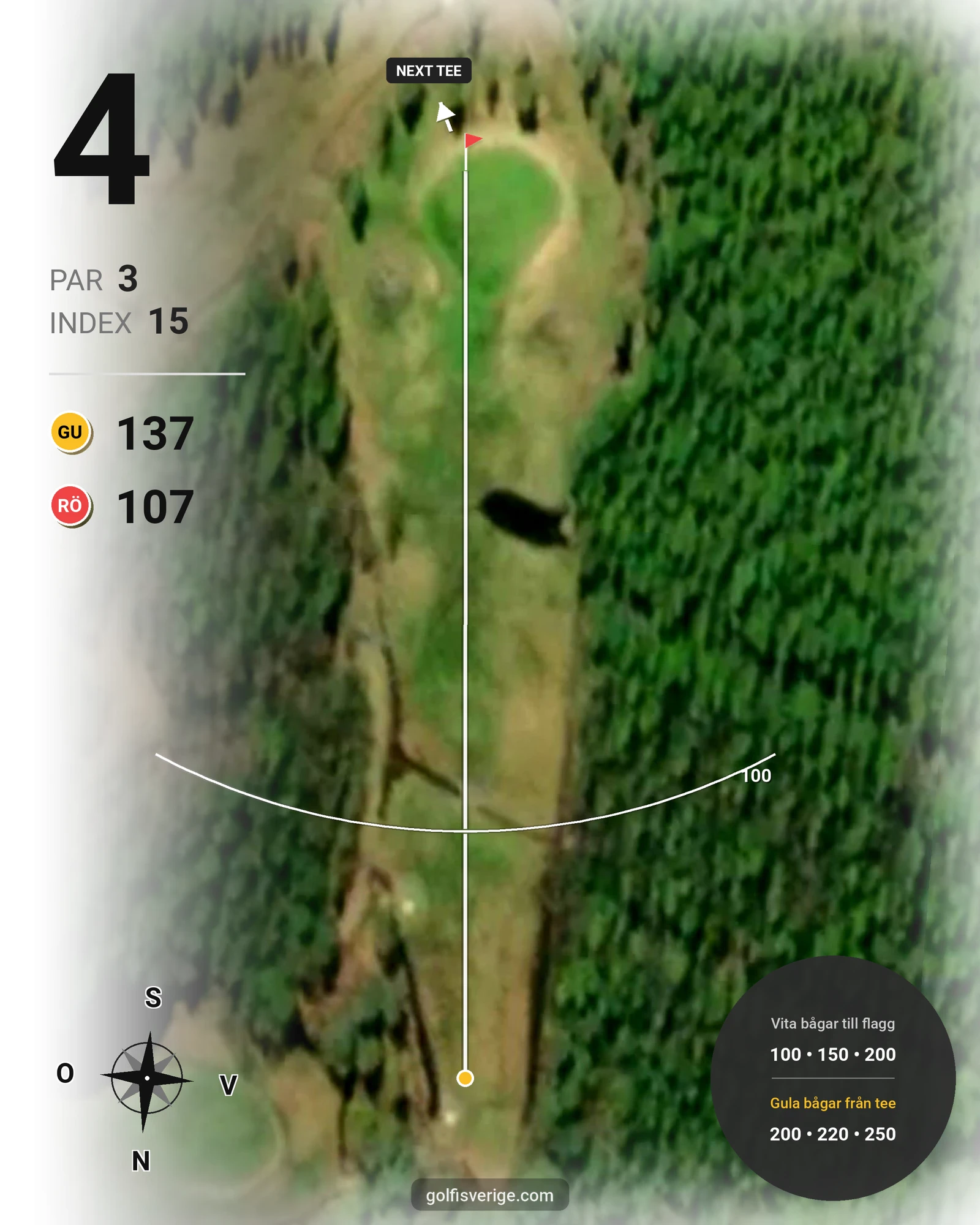Banguide Bjurvattnets Golfbana på Bolidens Golfklubb - Hål 4 karta