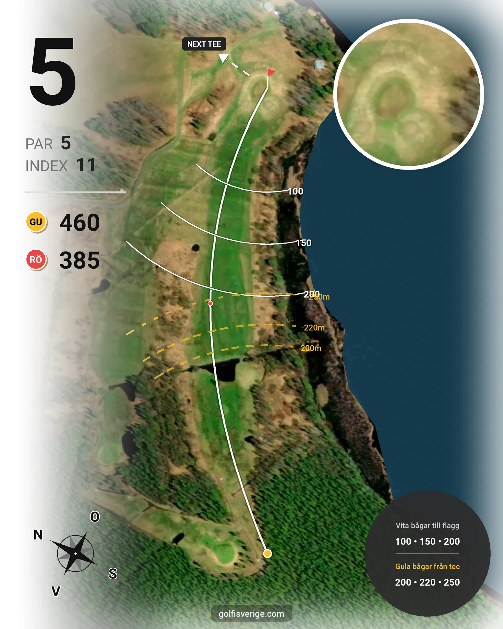 Banguide Bjurvattnets Golfbana på Bolidens Golfklubb - Hål 5 karta