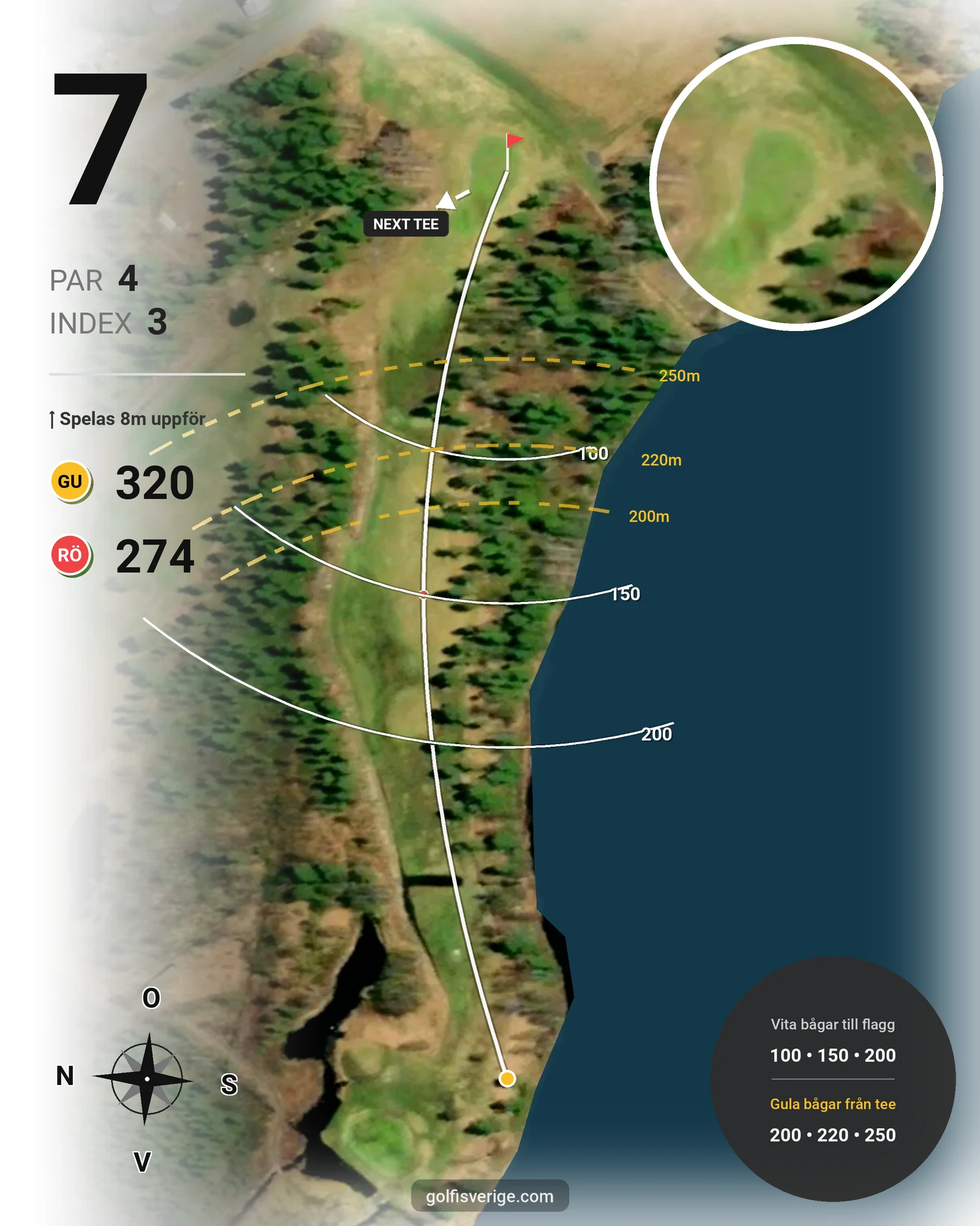 Banguide Bjurvattnets Golfbana på Bolidens Golfklubb - Hål 7 karta