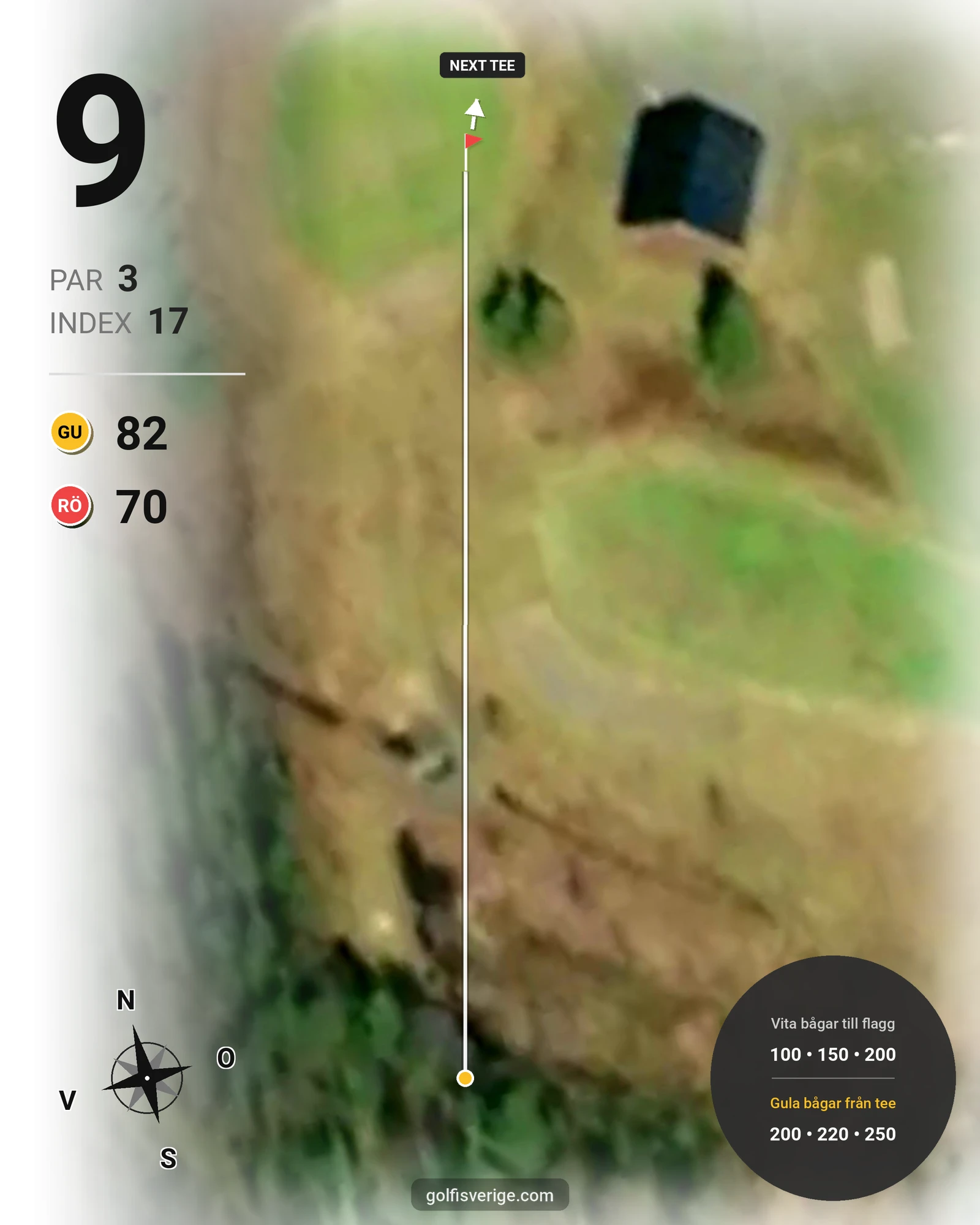 Banguide Bjurvattnets Golfbana på Bolidens Golfklubb - Hål 9 karta