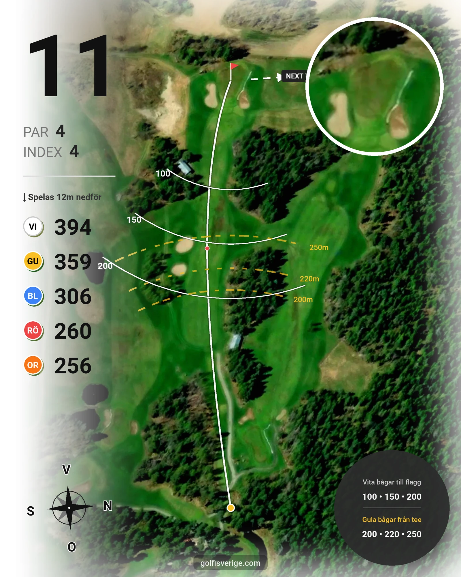 Banguide Hårgabanan på Bollnäs Golfklubb - Hål 11 karta