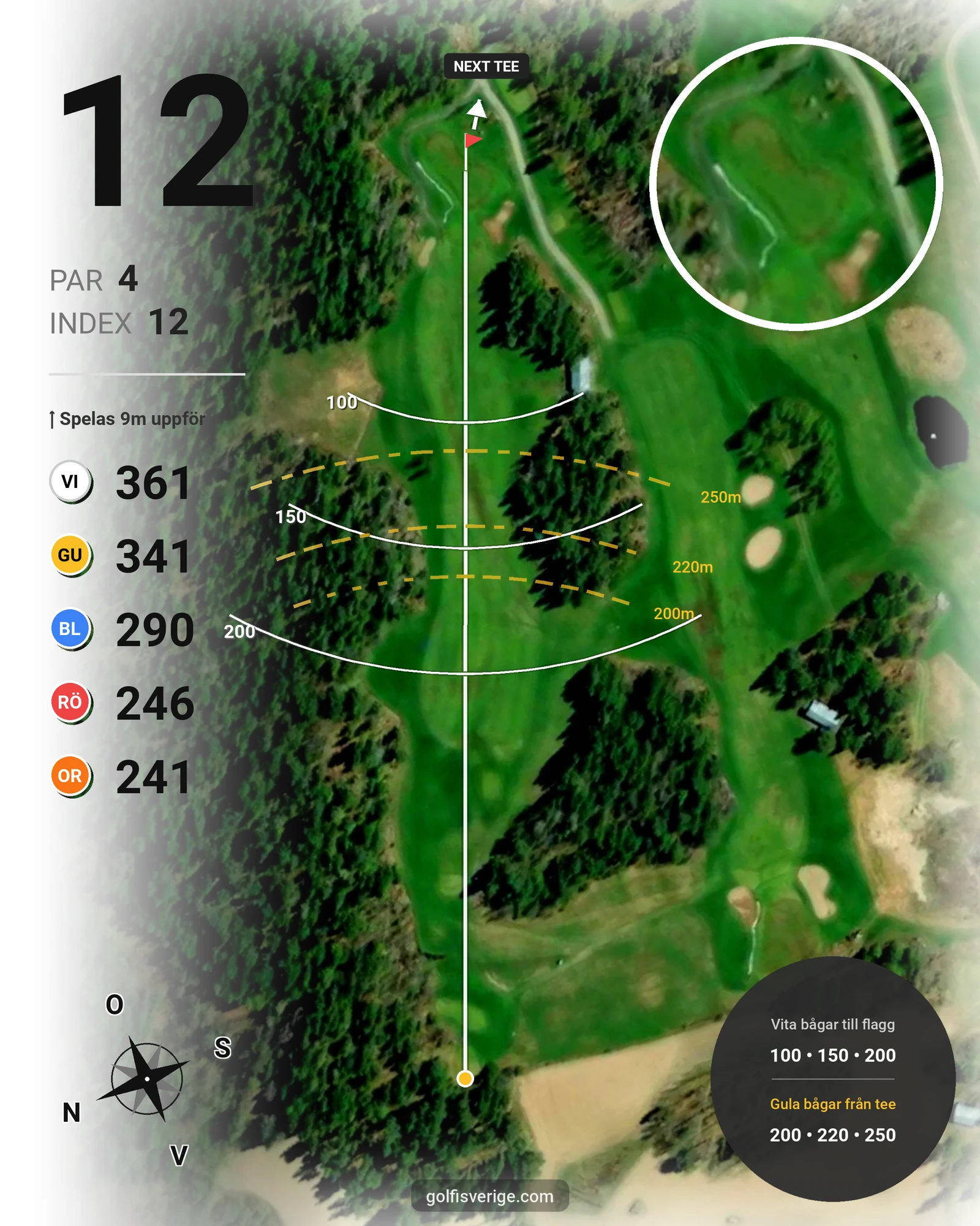 Banguide Hårgabanan på Bollnäs Golfklubb - Hål 12 karta