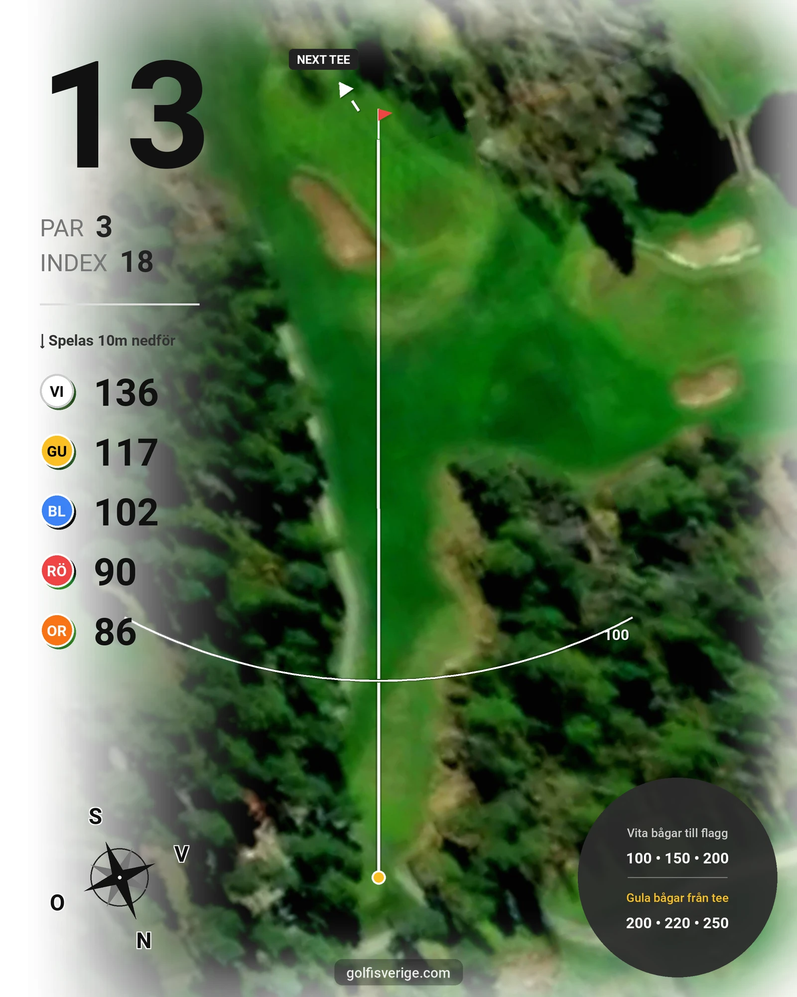 Banguide Hårgabanan på Bollnäs Golfklubb - Hål 13 karta