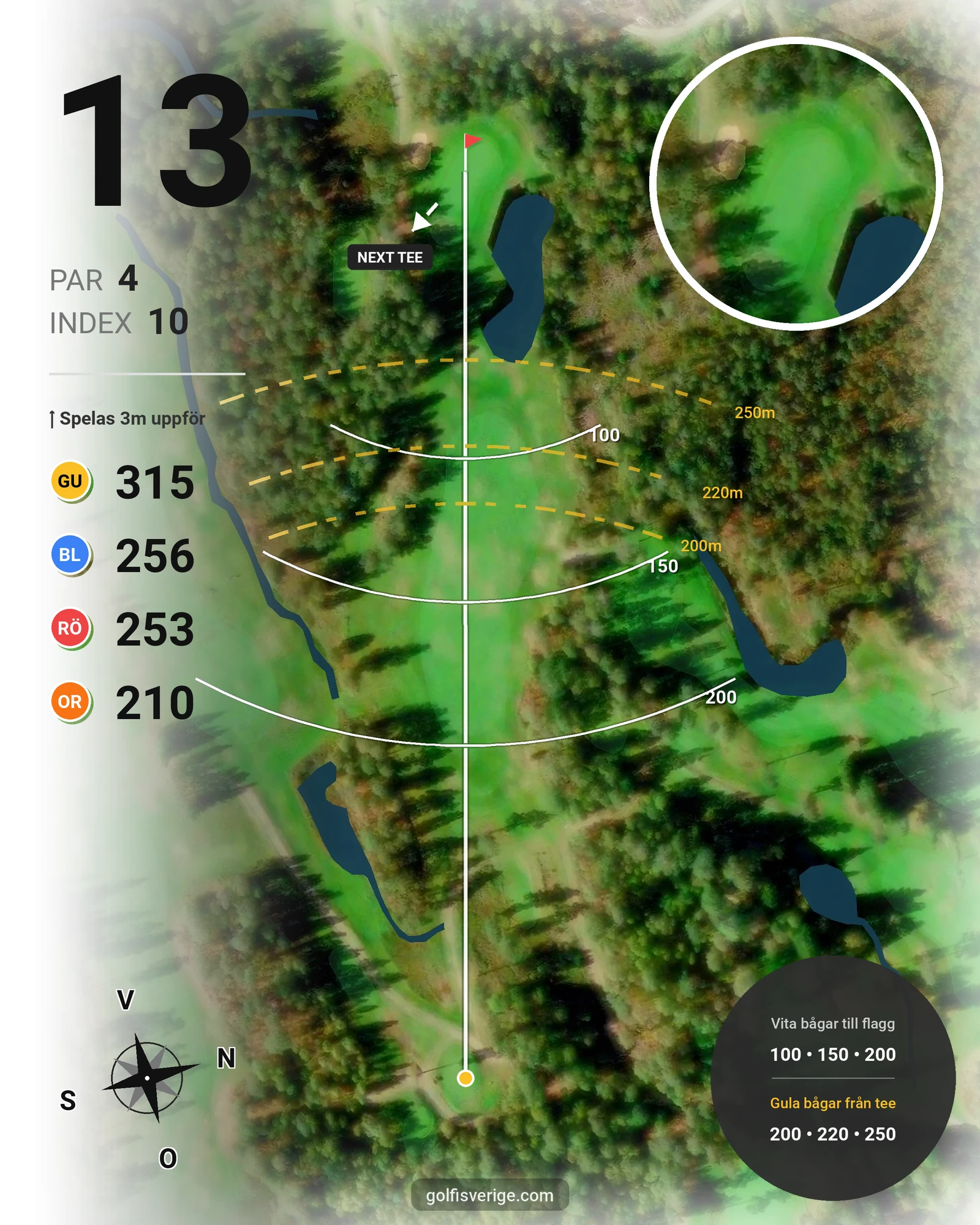 Banguide Södra Banan. hål 13 karta