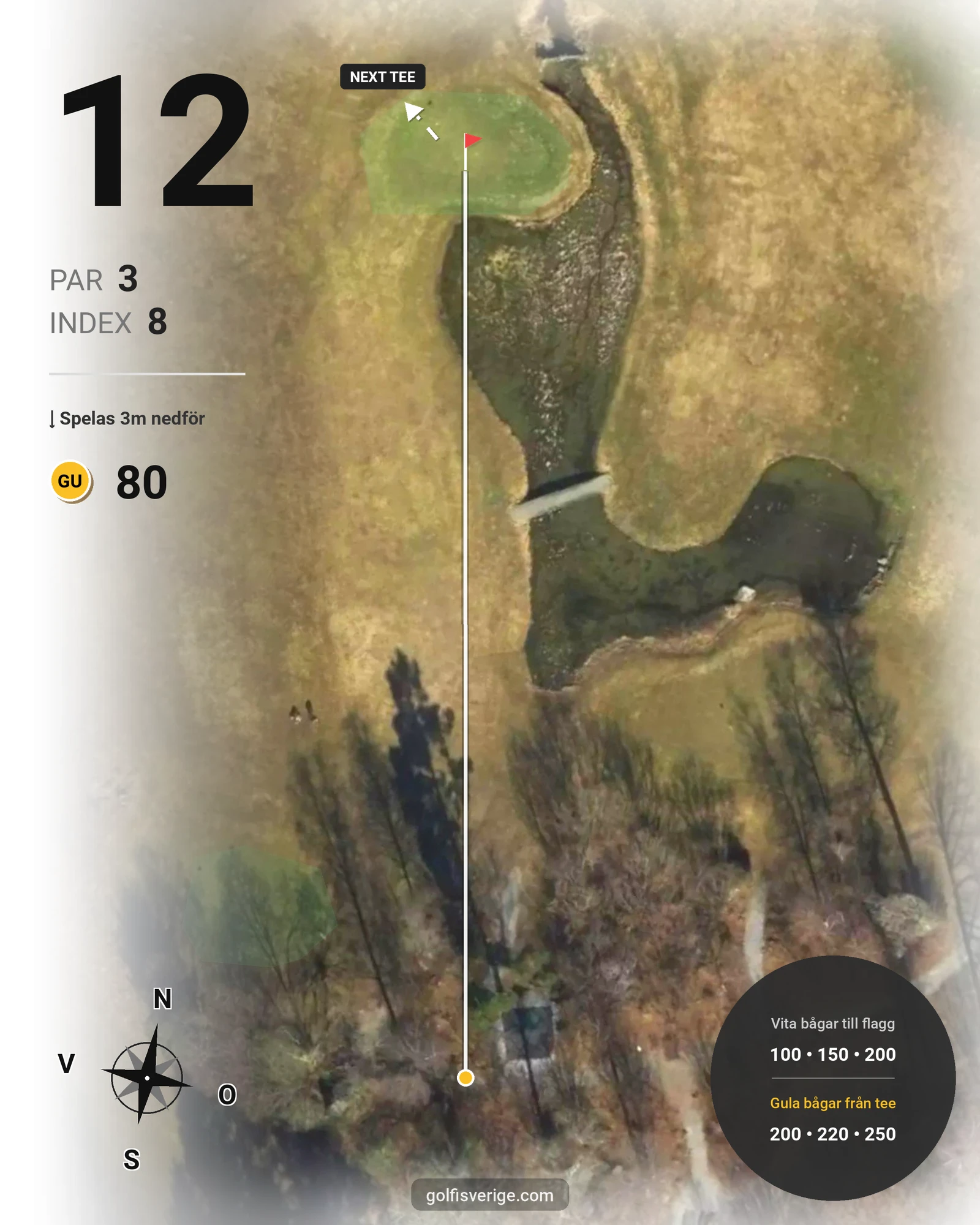 Banguide Bollränna 9-hålsbanan på Botkyrka Golfklubb - Hål 12 karta