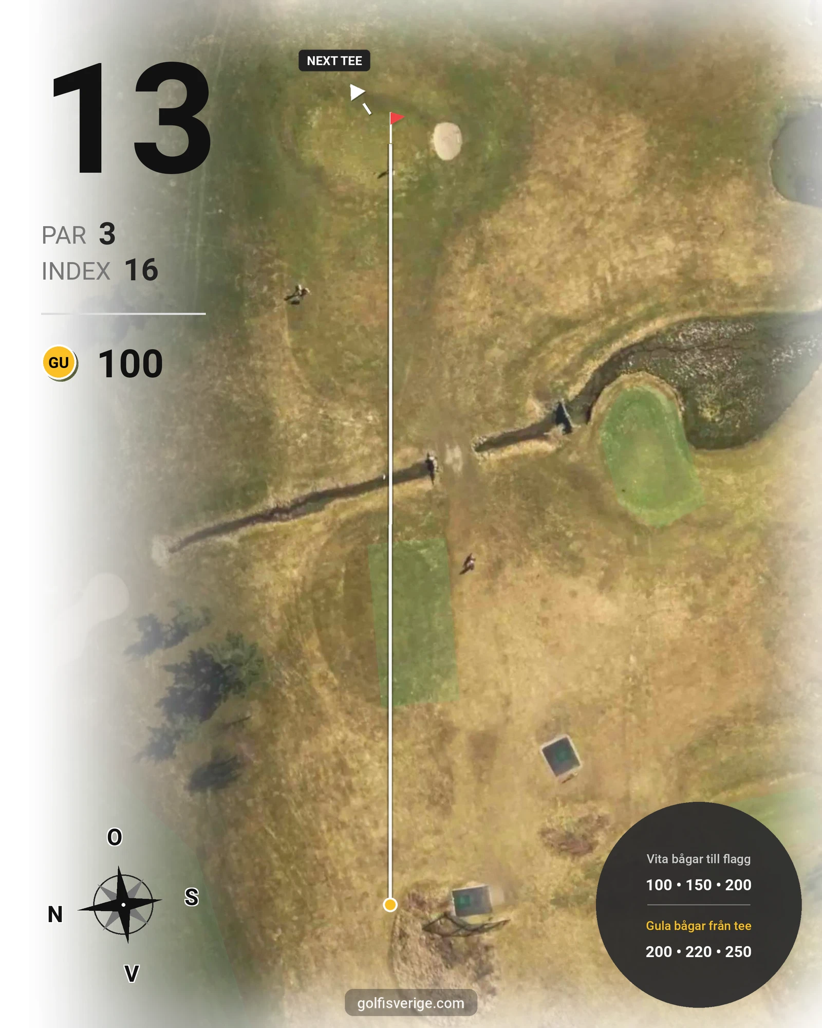 Banguide Bollränna 9-hålsbanan på Botkyrka Golfklubb - Hål 13 karta