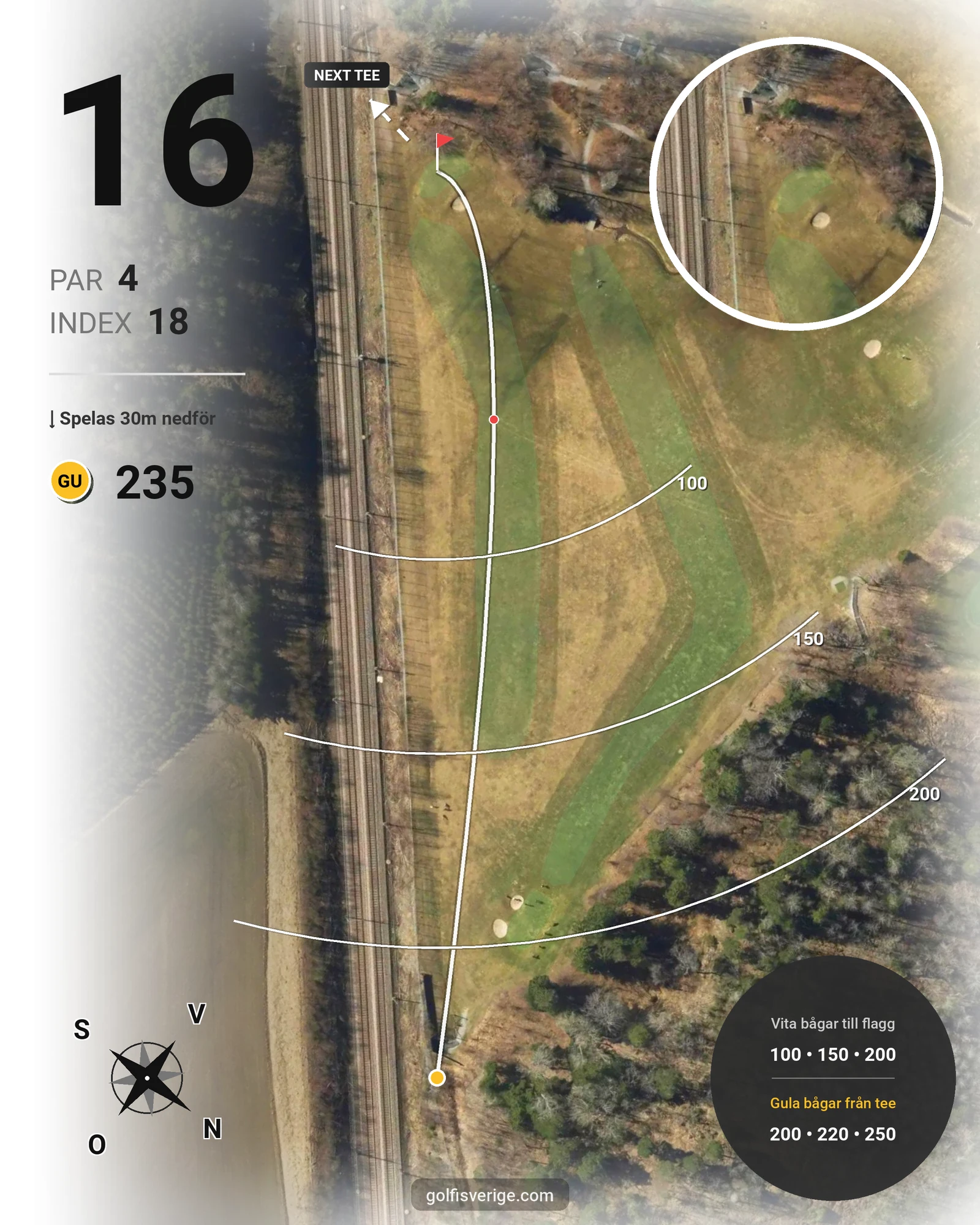 Banguide Bollränna 9-hålsbanan på Botkyrka Golfklubb - Hål 16 karta