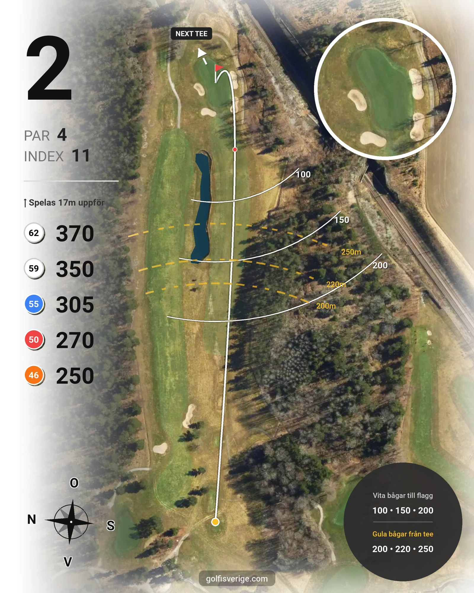 Banguide 18-hålsbanan på Botkyrka Golfklubb - Hål 2 karta