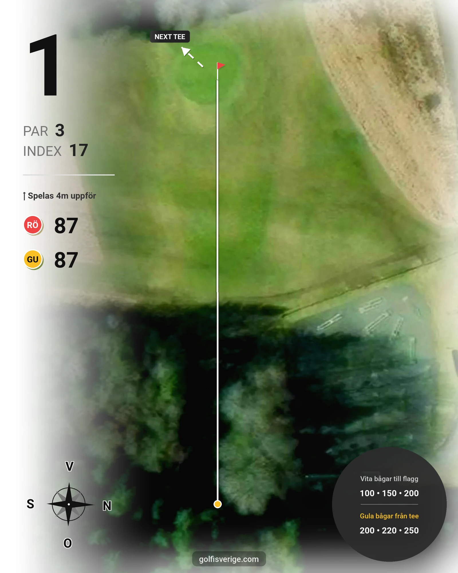 Banguide Brastad Golfcenter 18 hål på Brastad Golfklubb - Hål 1 karta
