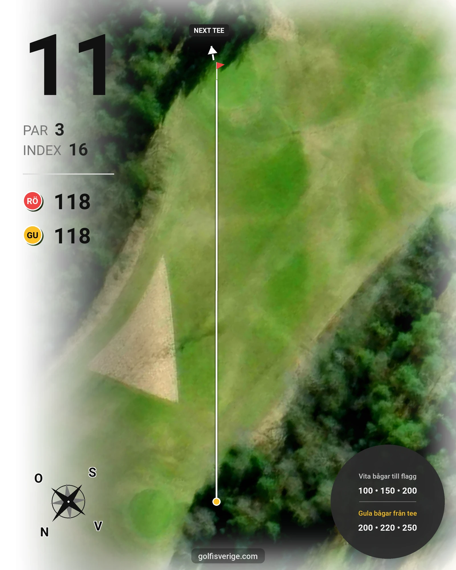 Banguide Brastad Golfcenter 18 hål på Brastad Golfklubb - Hål 11 karta