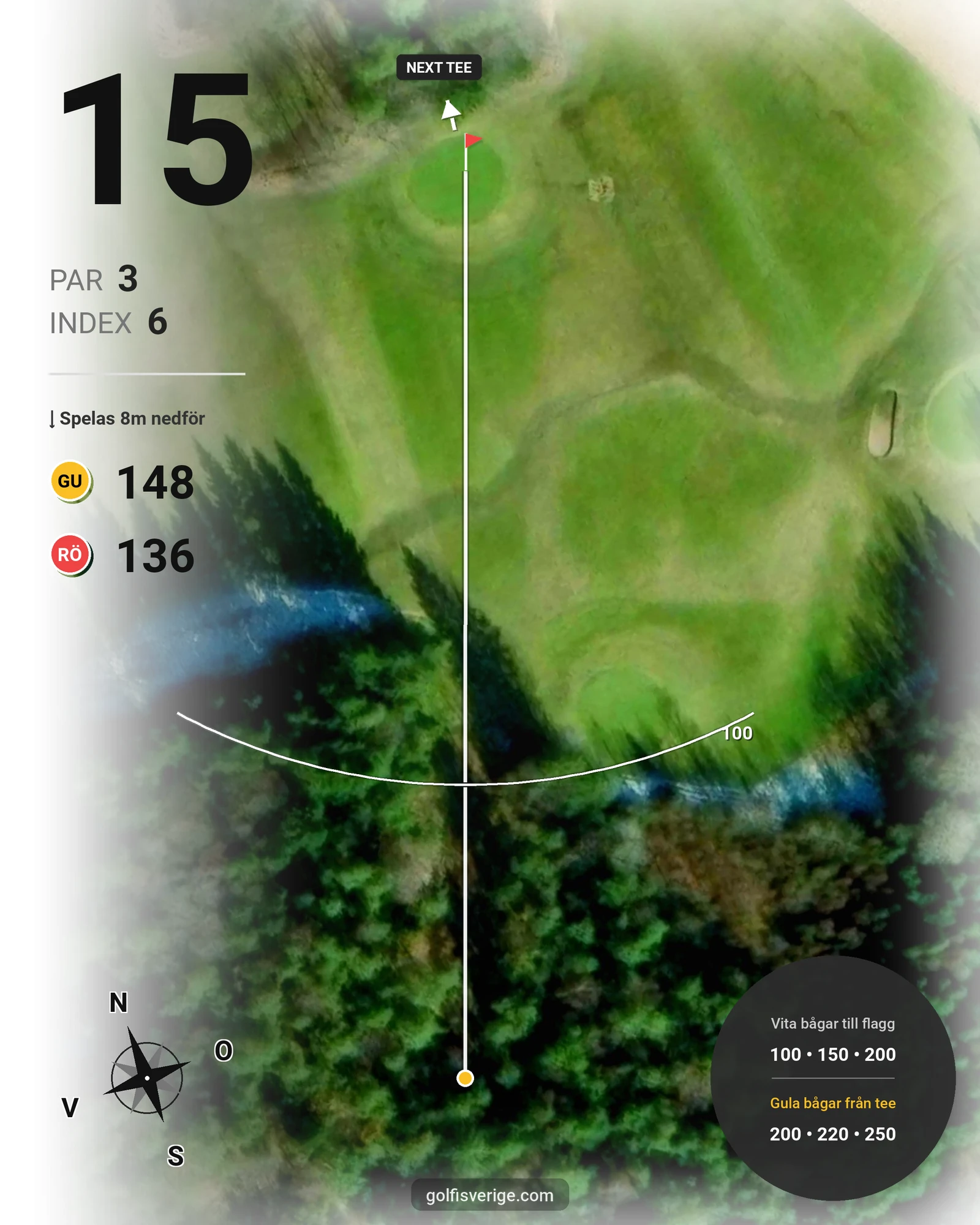 Banguide Brastad Golfcenter 18 hål på Brastad Golfklubb - Hål 15 karta