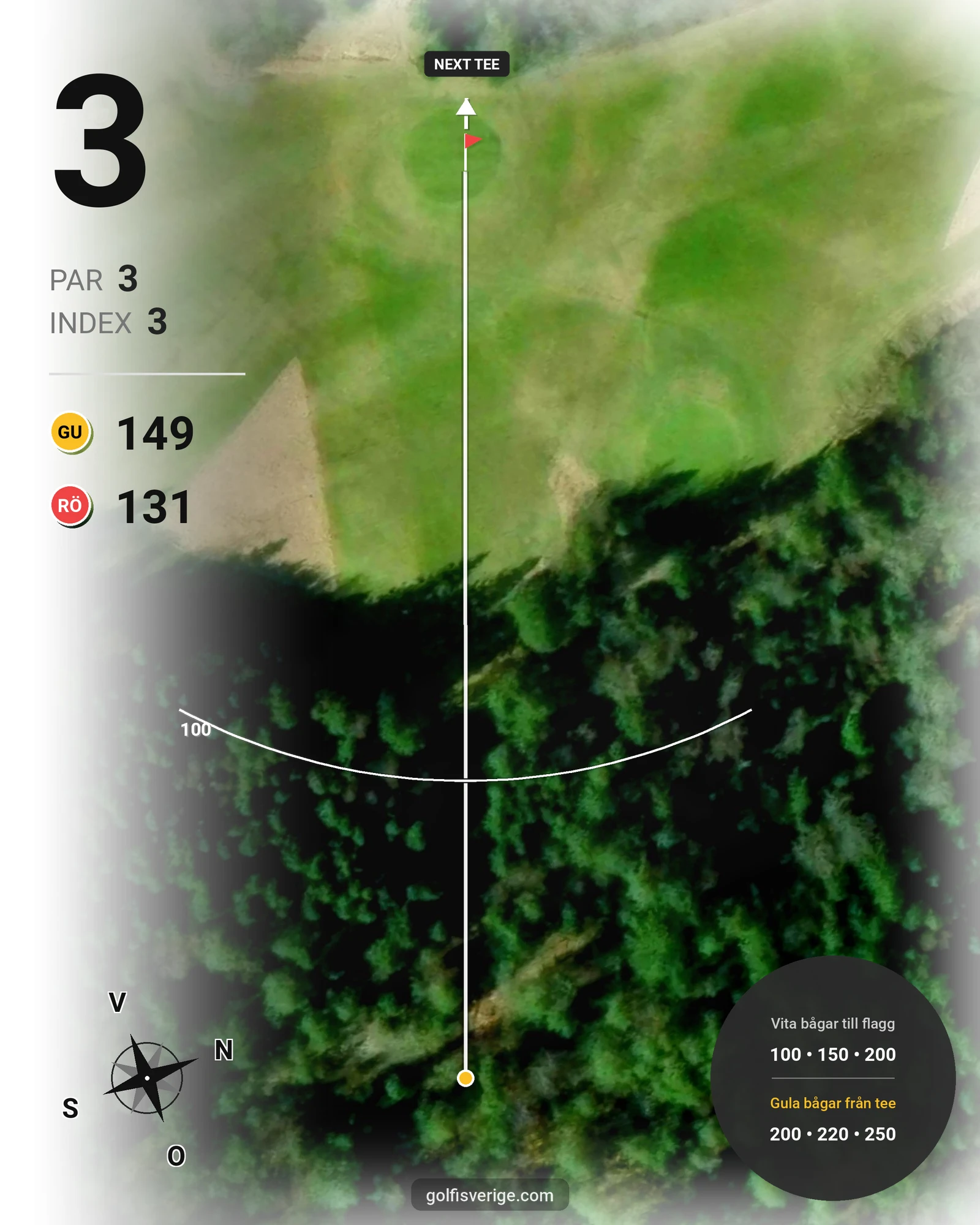 Banguide Brastad Golfcenter 18 hål på Brastad Golfklubb - Hål 3 karta