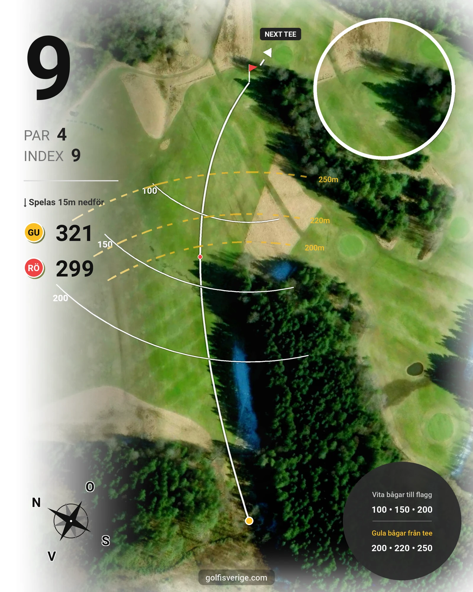 Banguide Brastad Golfcenter 18 hål på Brastad Golfklubb - Hål 9 karta
