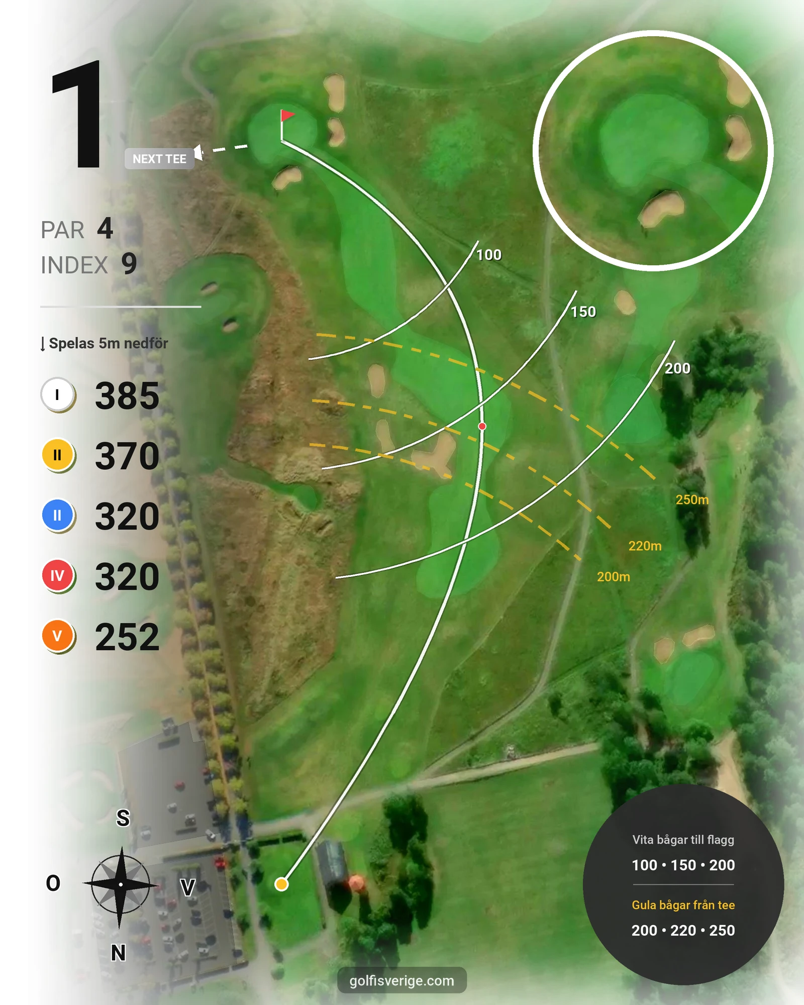 Banguide Bråvikens GK 18 hål på Bråvikens Golfklubb - Hål 1 karta