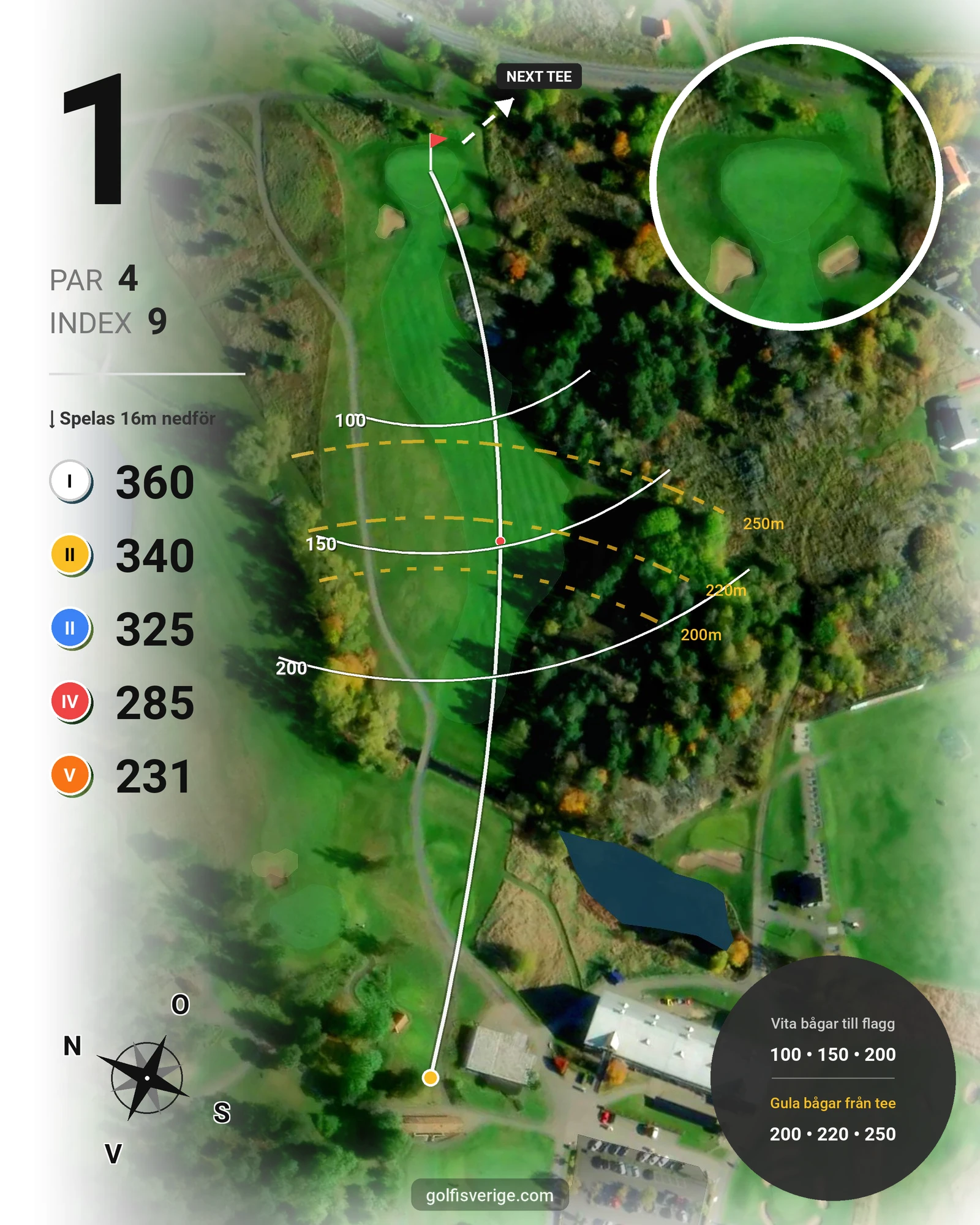 Banguide Bråvikens GK 9 hål på Bråvikens Golfklubb - Hål 1 karta