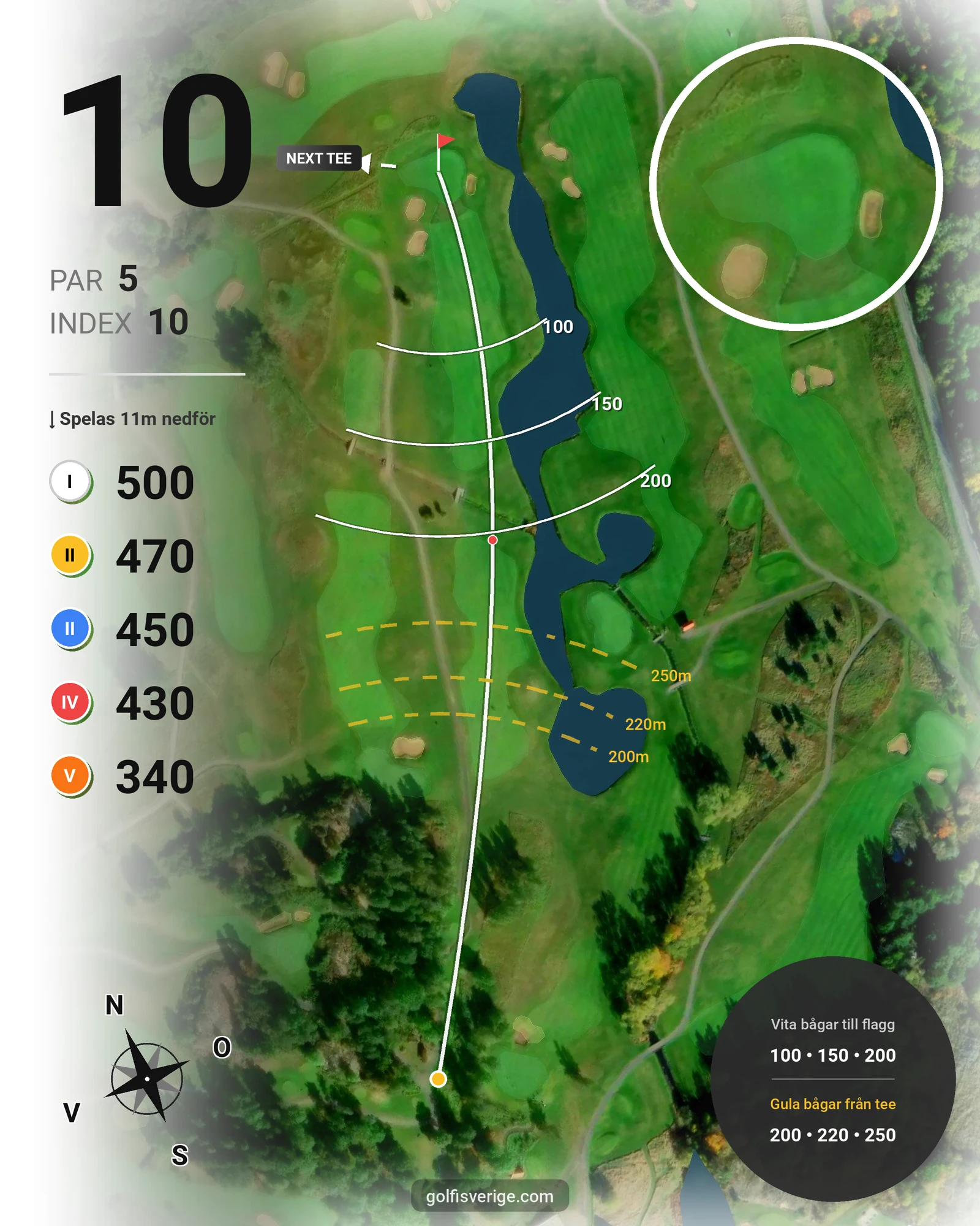 Banguide Bråvikens GK 18 hål på Bråvikens Golfklubb - Hål 10 karta