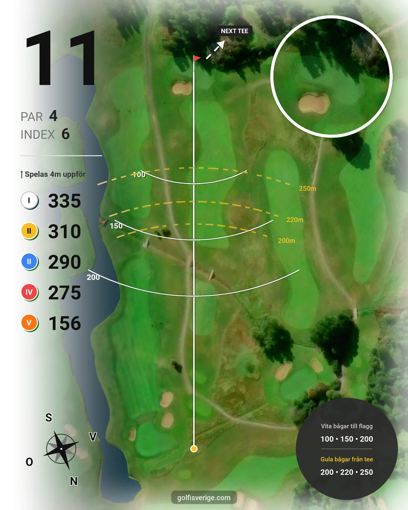 Banguide Bråvikens GK 18 hål på Bråvikens Golfklubb - Hål 11 karta
