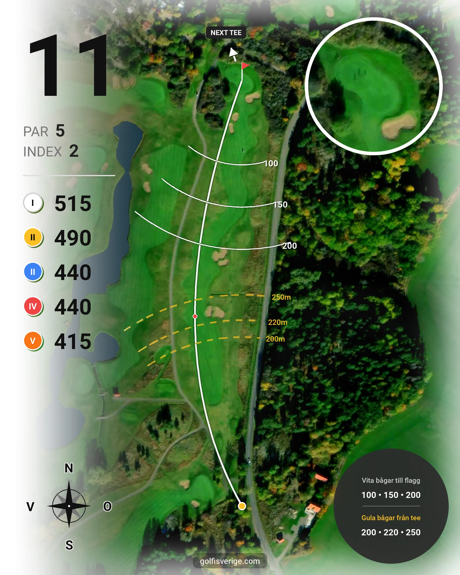 Banguide Bråvikens GK 9 hål på Bråvikens Golfklubb - Hål 11 karta