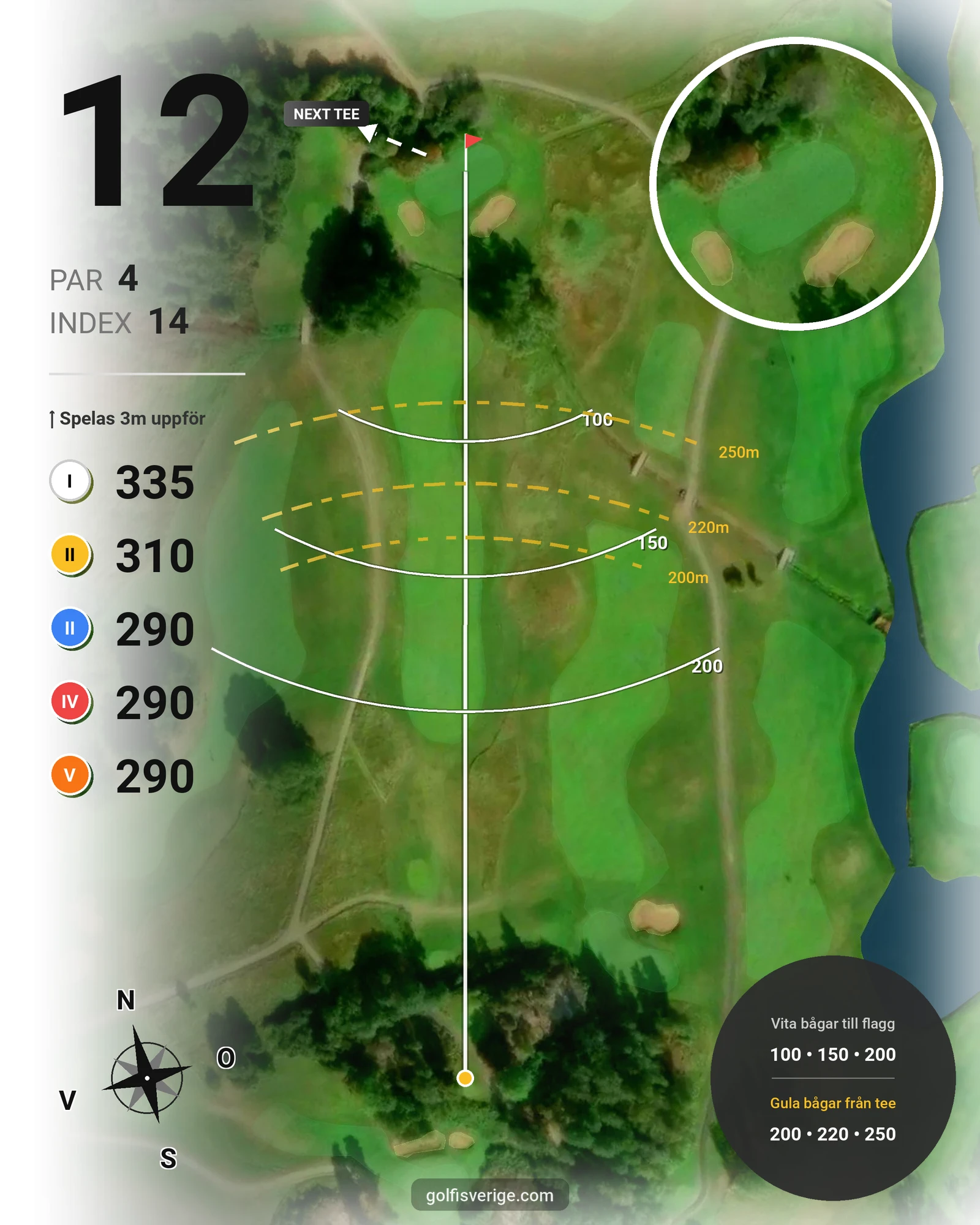 Banguide Bråvikens GK 18 hål på Bråvikens Golfklubb - Hål 12 karta