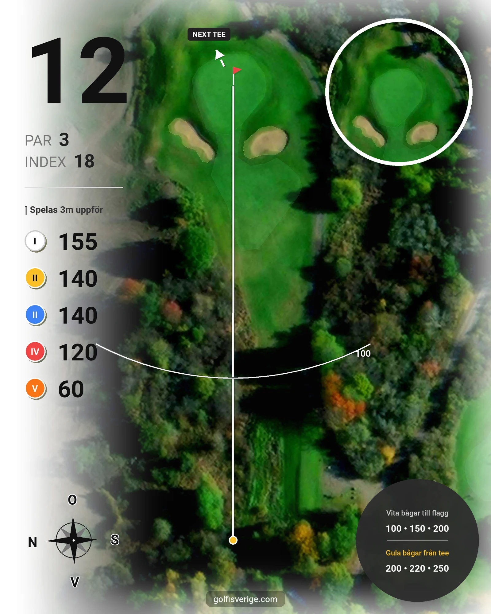 Banguide Bråvikens GK 9 hål på Bråvikens Golfklubb - Hål 12 karta