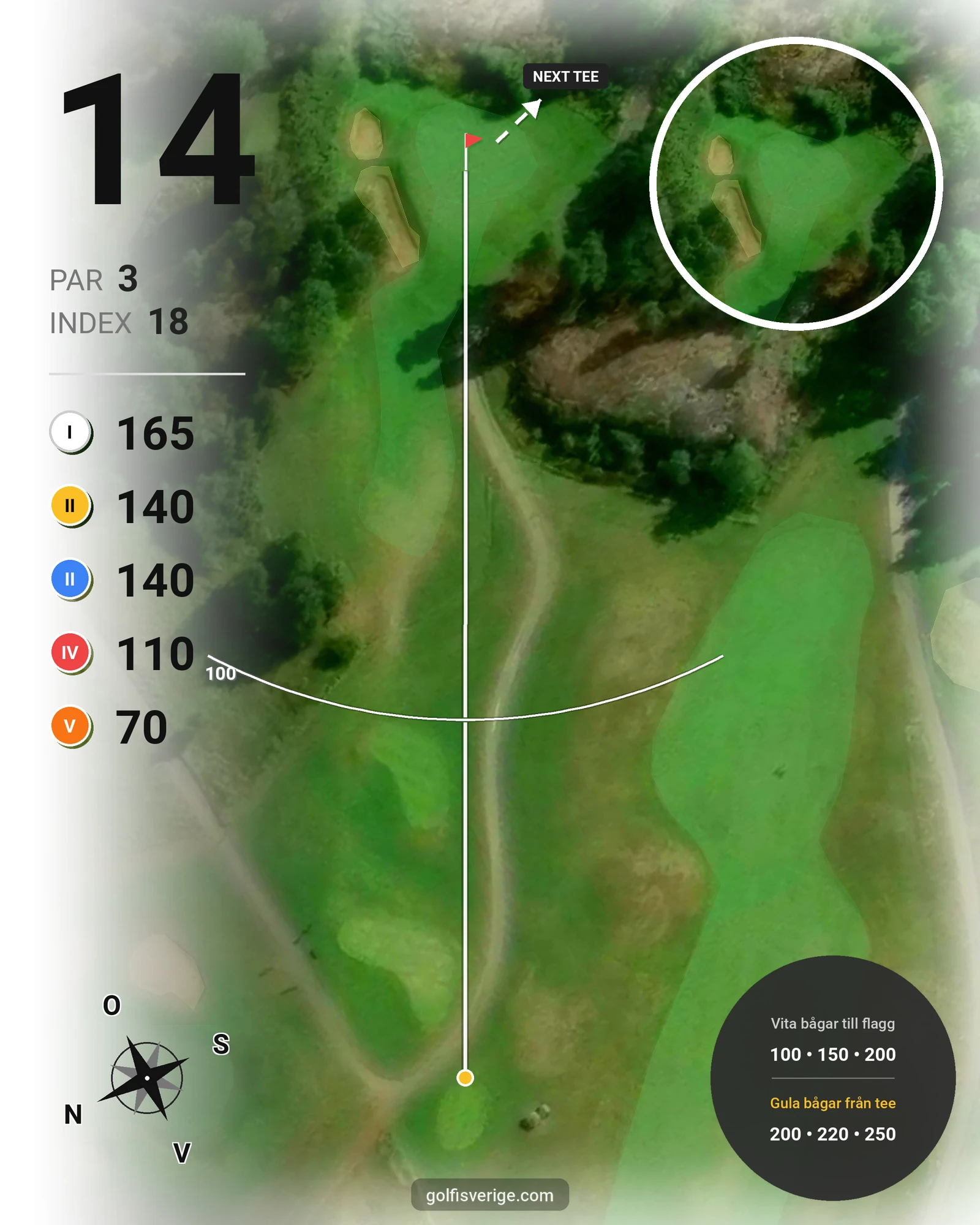 Banguide Bråvikens GK 18 hål på Bråvikens Golfklubb - Hål 14 karta