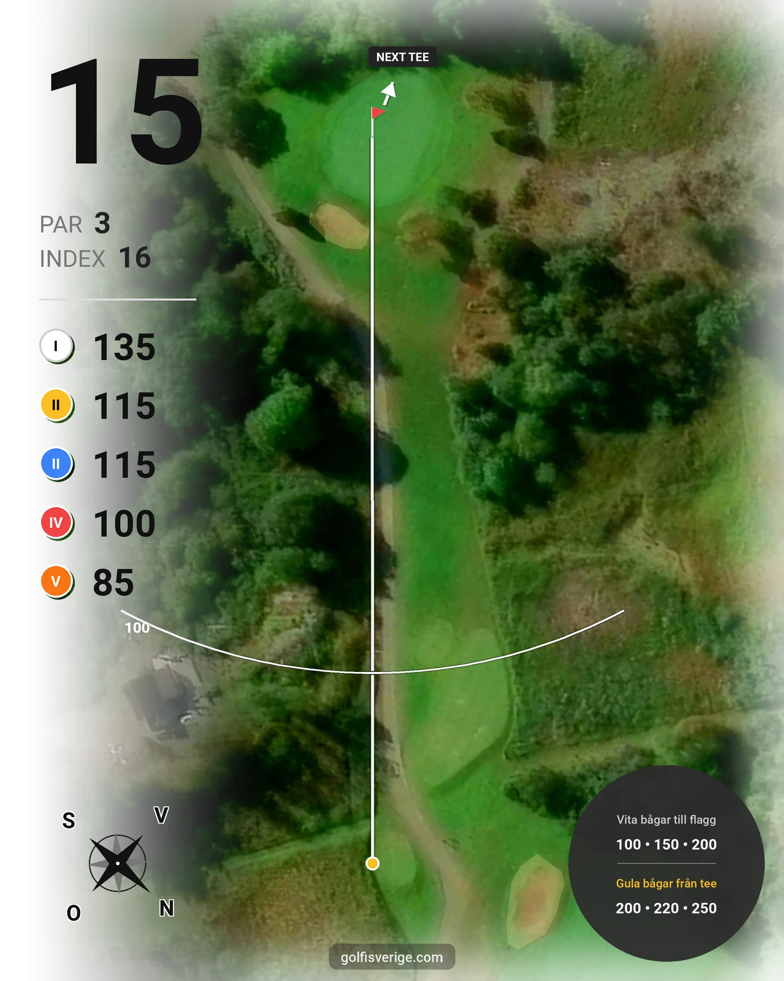 Banguide Bråvikens GK 9 hål på Bråvikens Golfklubb - Hål 15 karta
