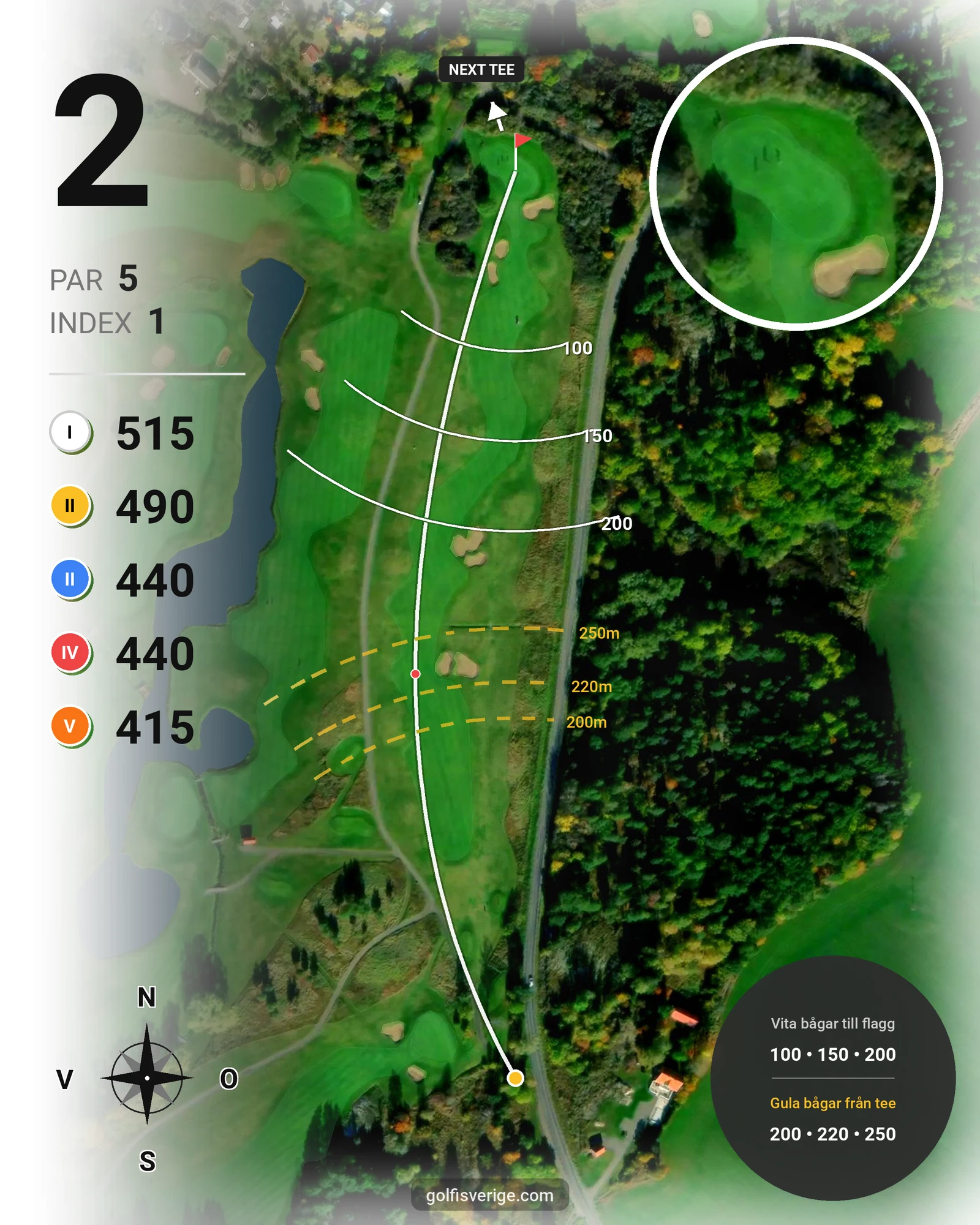 Banguide Bråvikens GK 9 hål på Bråvikens Golfklubb - Hål 2 karta