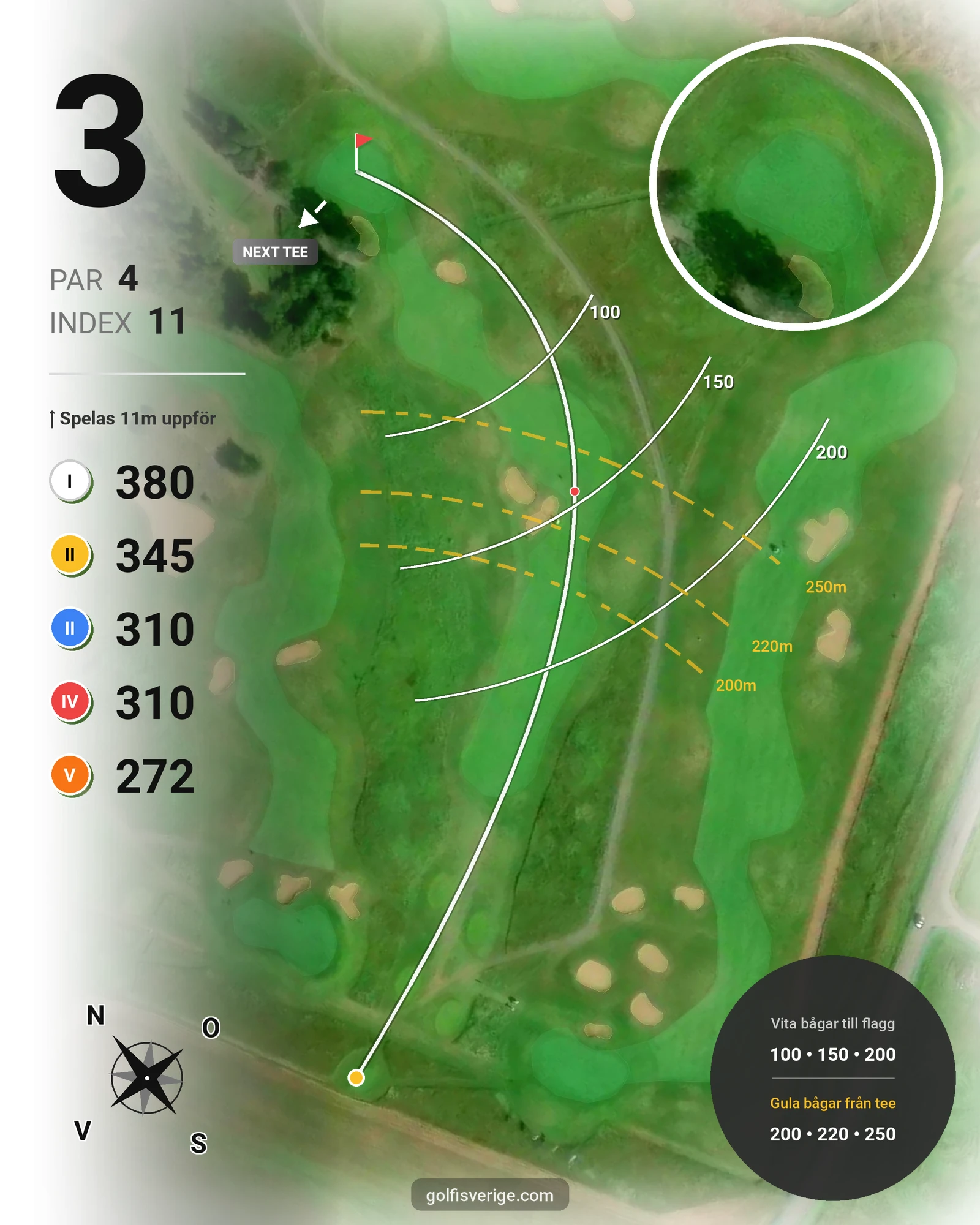 Banguide Bråvikens GK 18 hål på Bråvikens Golfklubb - Hål 3 karta