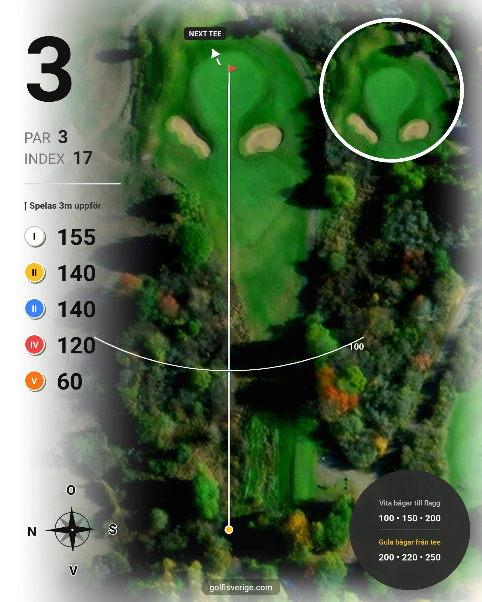 Banguide Bråvikens GK 9 hål på Bråvikens Golfklubb - Hål 3 karta