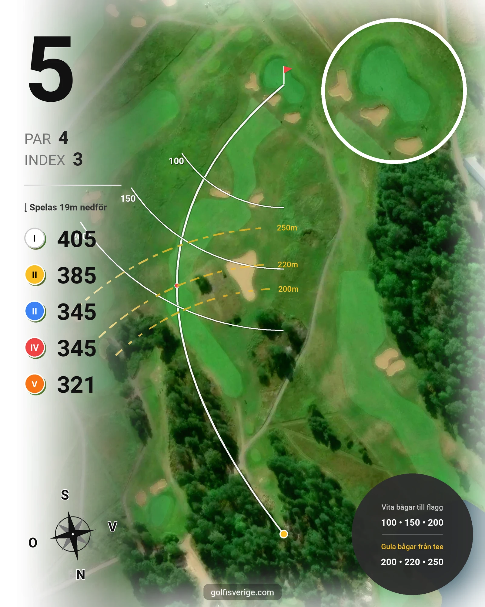 Banguide Bråvikens GK 18 hål på Bråvikens Golfklubb - Hål 5 karta