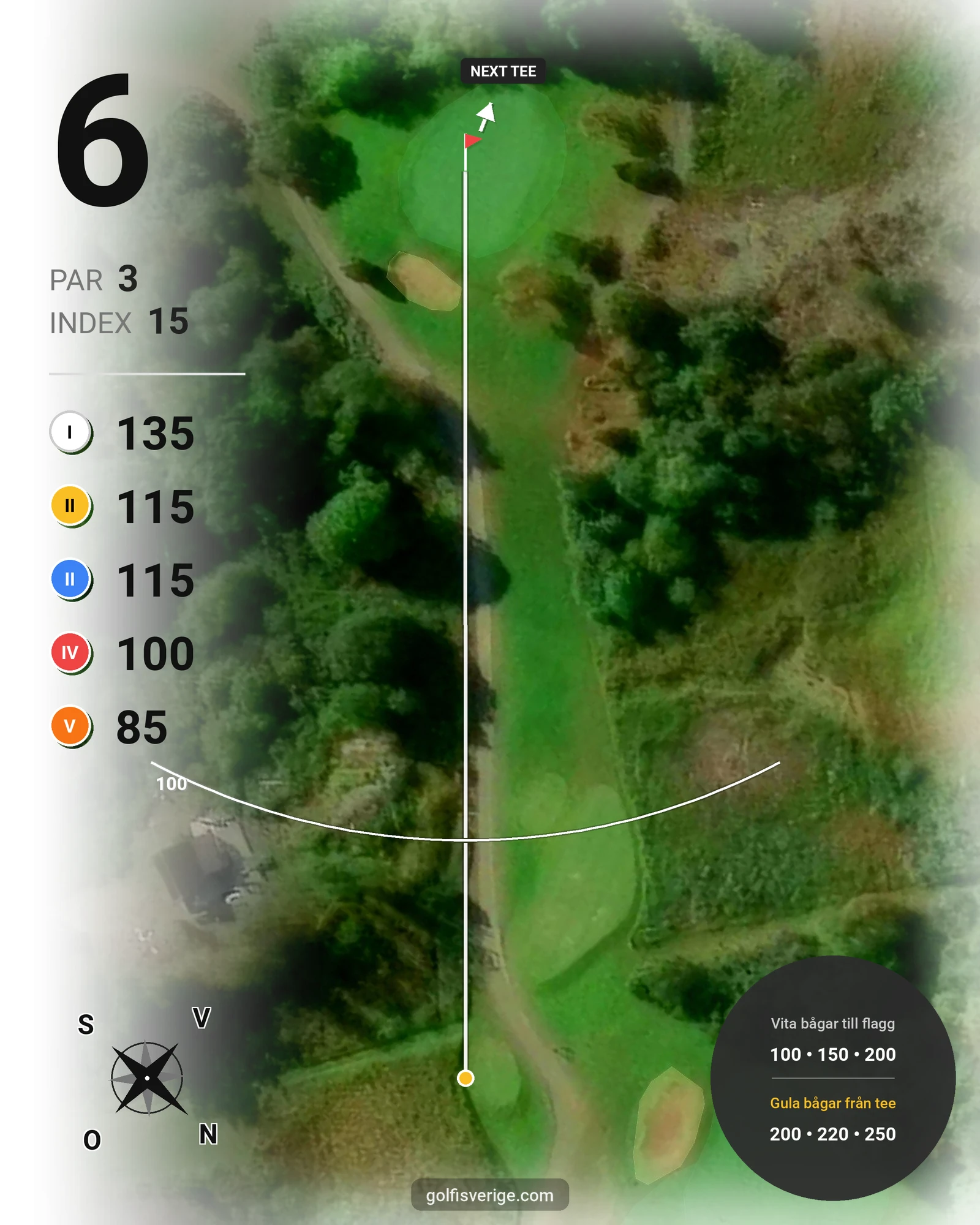 Banguide Bråvikens GK 9 hål på Bråvikens Golfklubb - Hål 6 karta