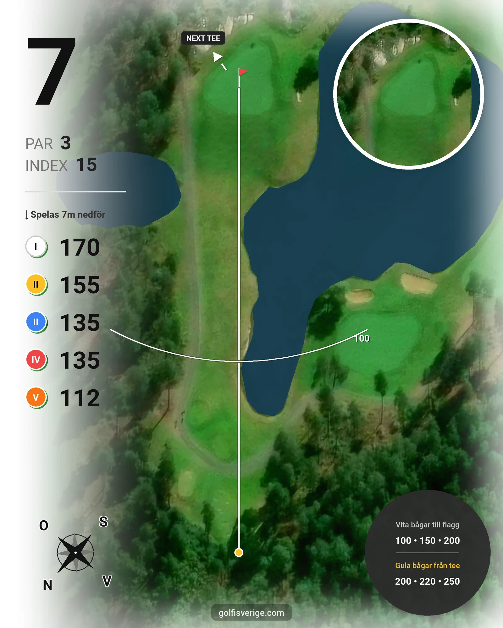 Banguide Bråvikens GK 18 hål på Bråvikens Golfklubb - Hål 7 karta