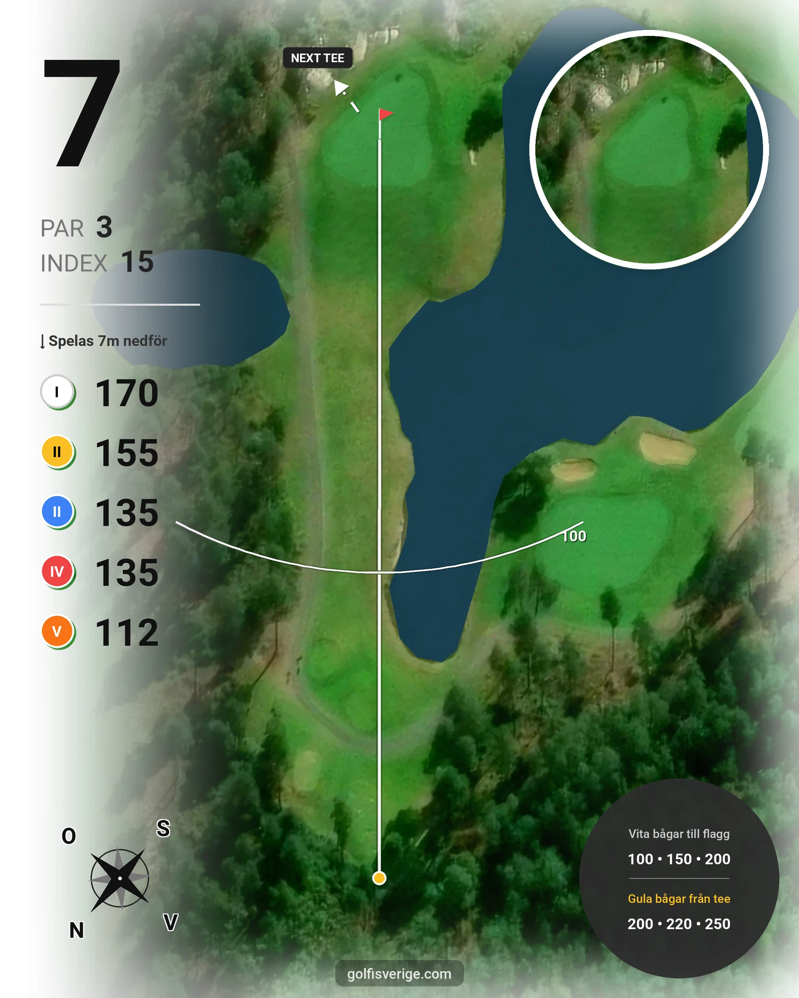Banguide Bråvikens GK 9 hål på Bråvikens Golfklubb - Hål 7 karta