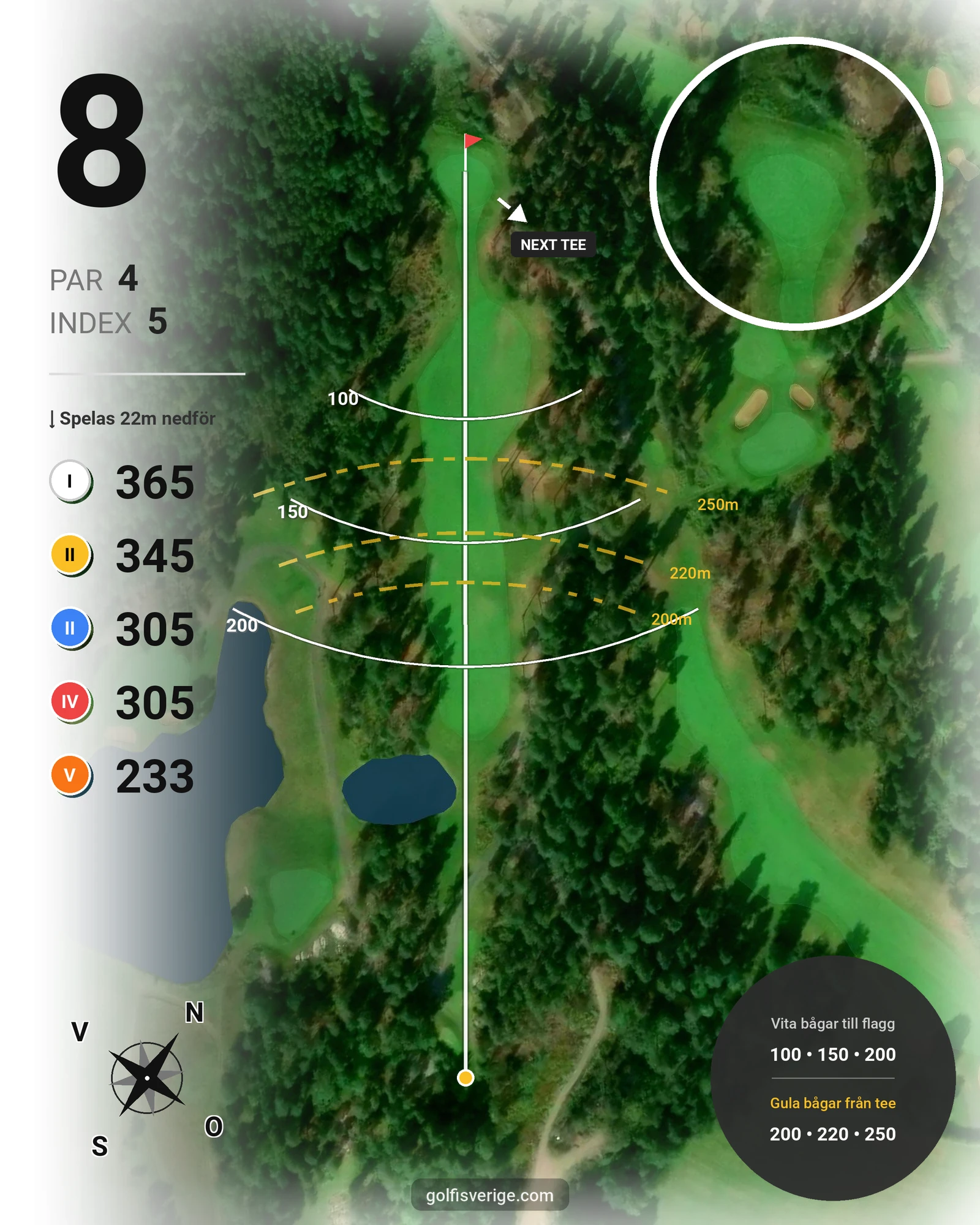Banguide Bråvikens GK 18 hål på Bråvikens Golfklubb - Hål 8 karta