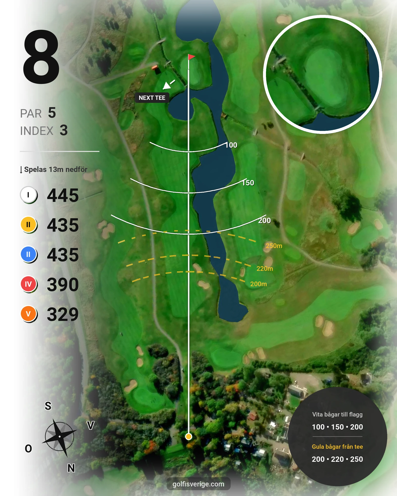 Banguide Bråvikens GK 9 hål på Bråvikens Golfklubb - Hål 8 karta