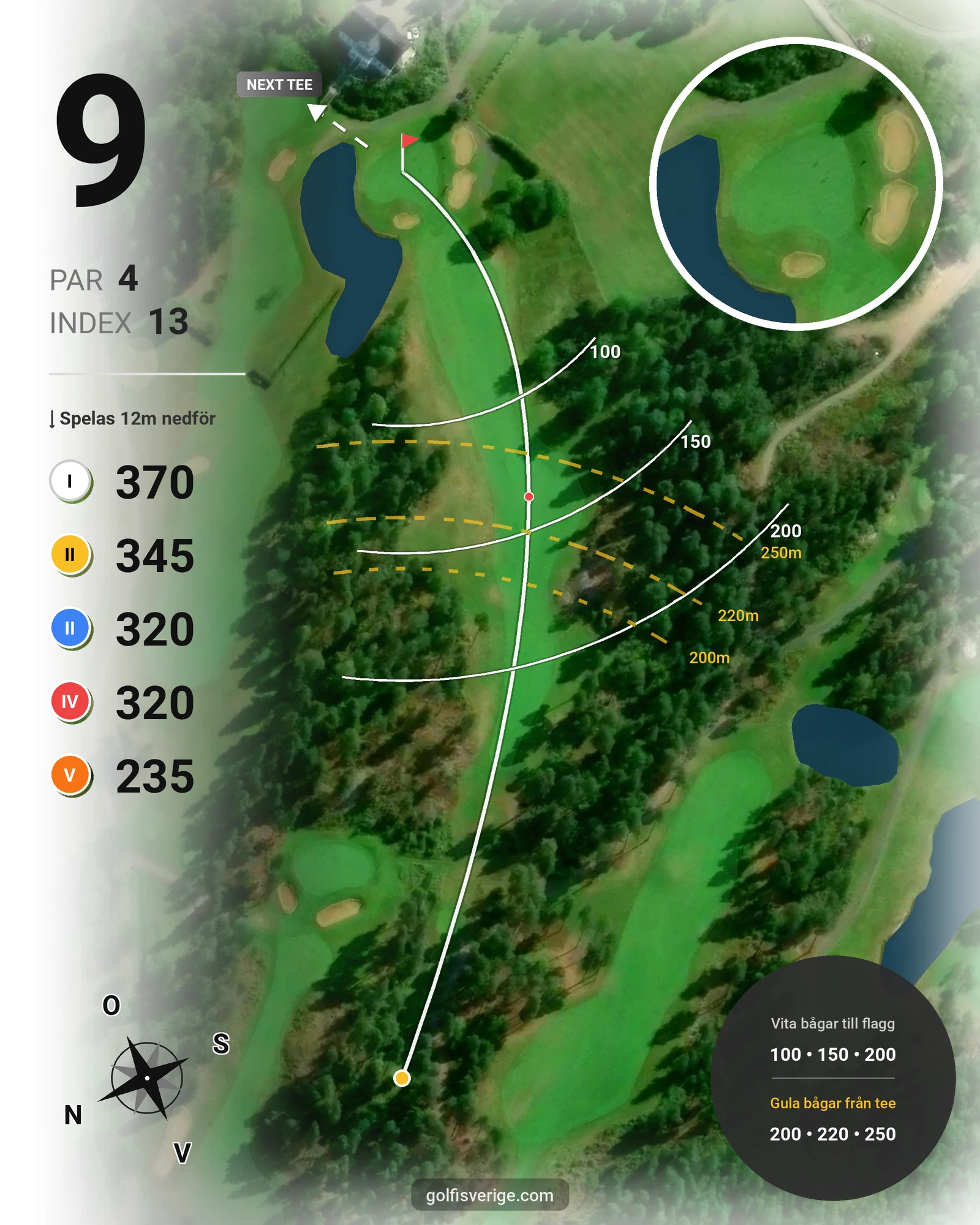 Banguide Bråvikens GK 18 hål på Bråvikens Golfklubb - Hål 9 karta