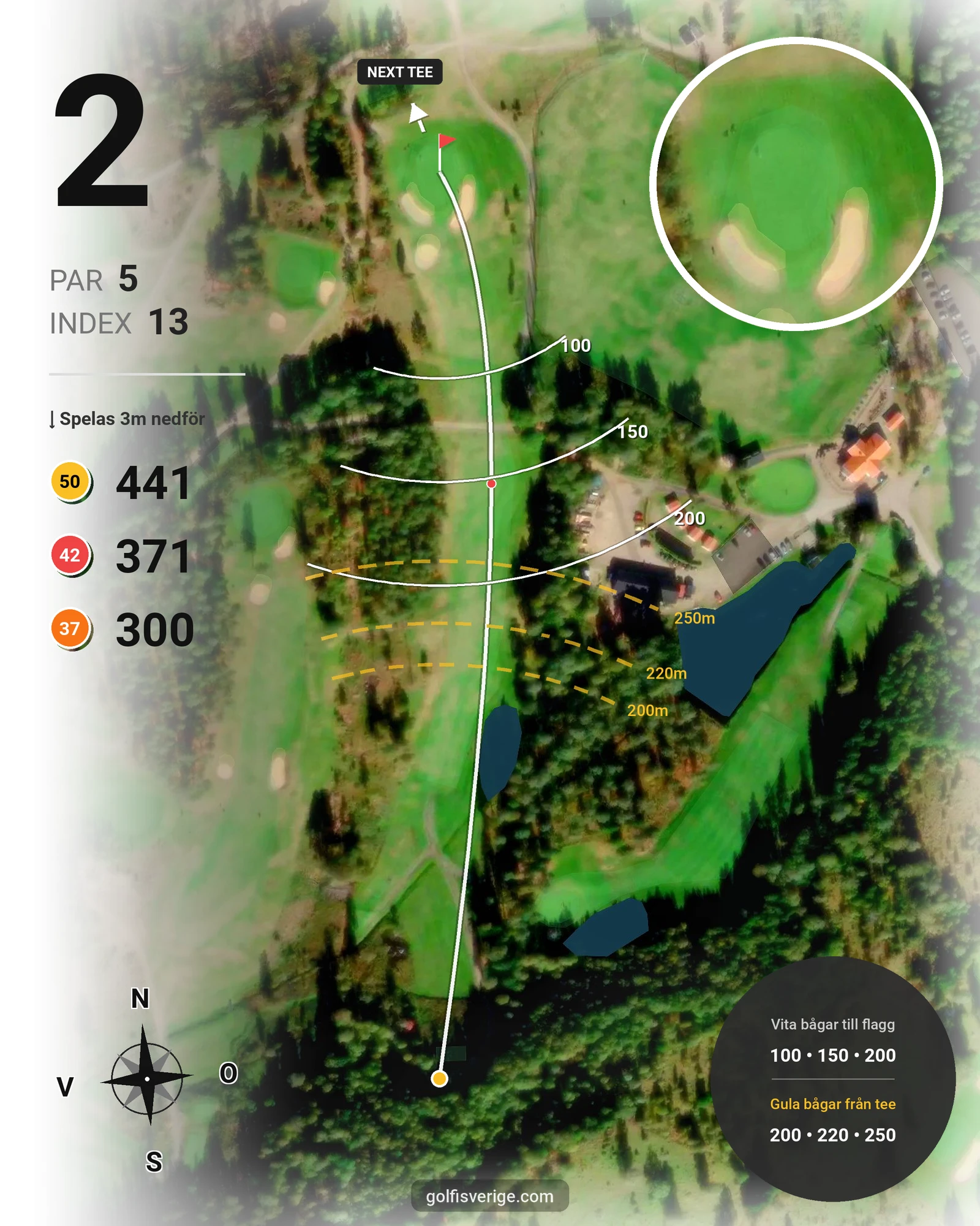 Banguide Bredareds Golfklubb hål 2 karta