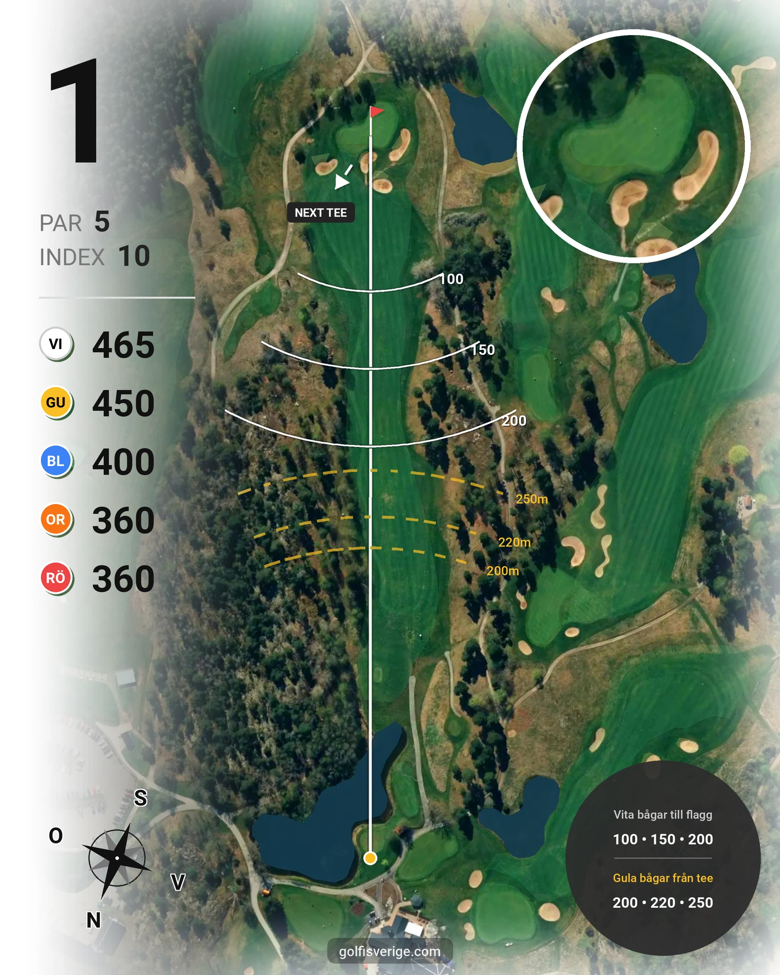 Banguide 18-hålsbanan på Bro-Bålsta Golfklubb - Hål 1 karta