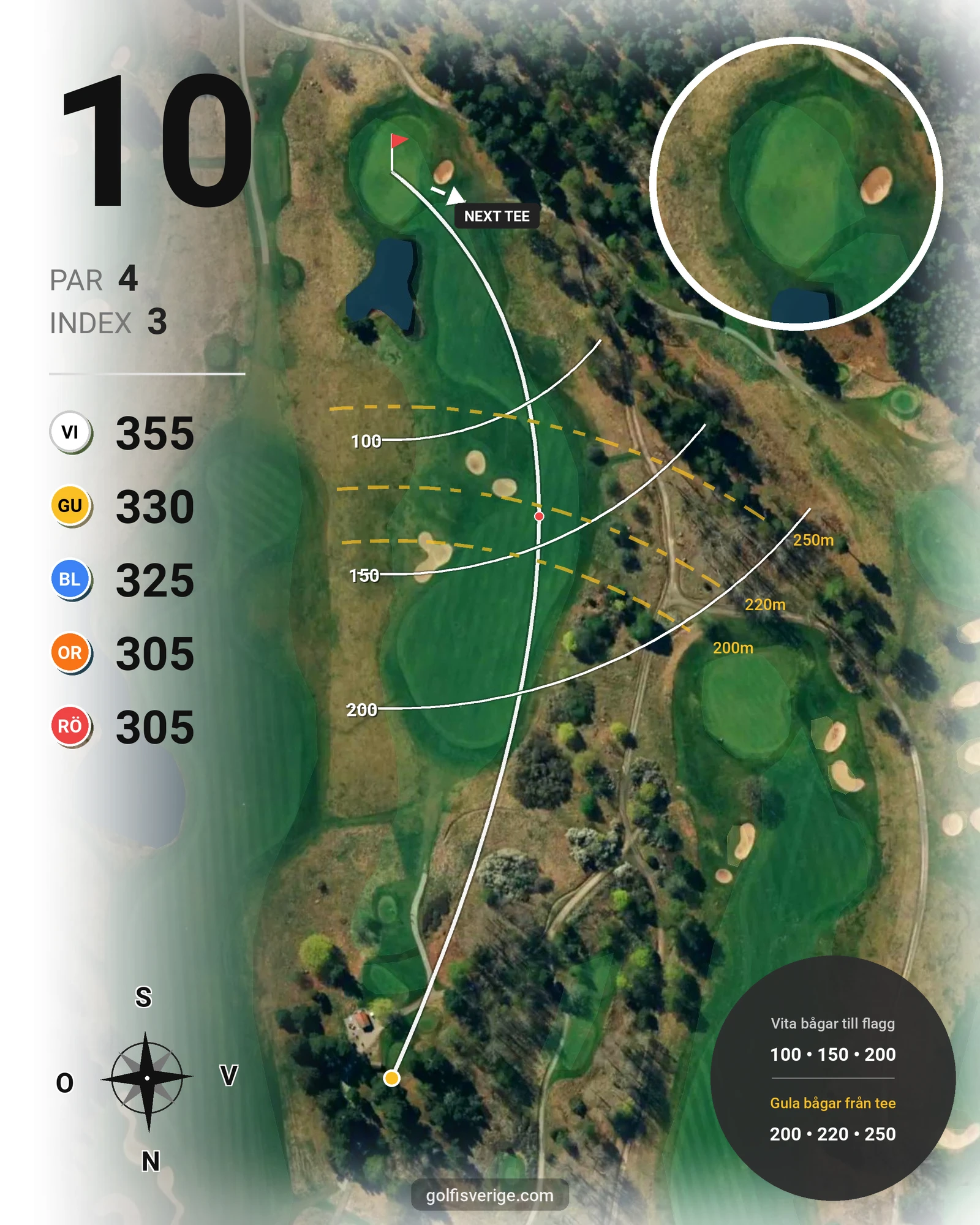 Banguide 18-hålsbanan på Bro-Bålsta Golfklubb - Hål 10 karta